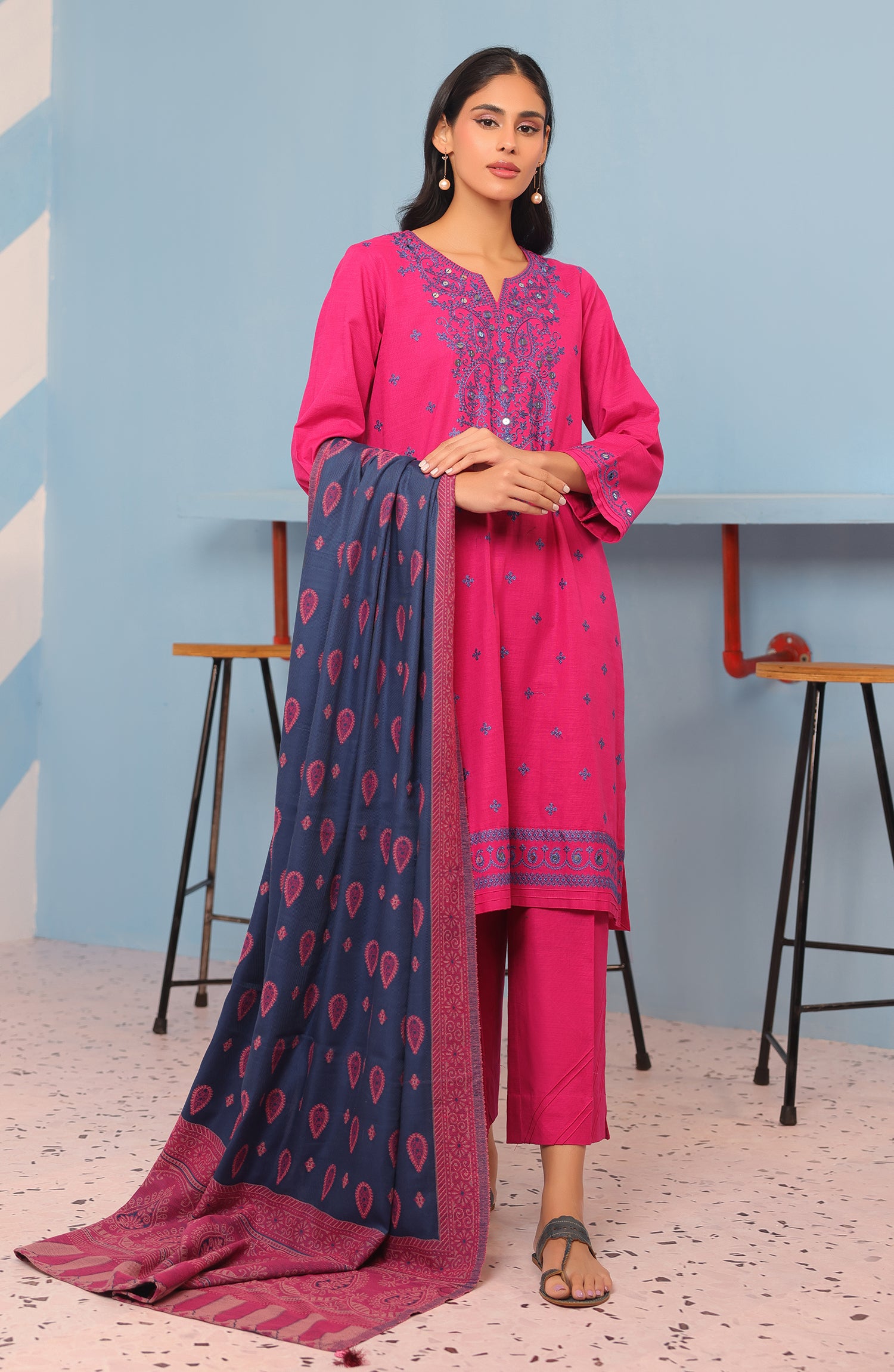 WRCK23W-3004 KHADDAR Women READY TO WEAR SHIRT DUPATTA PANTS