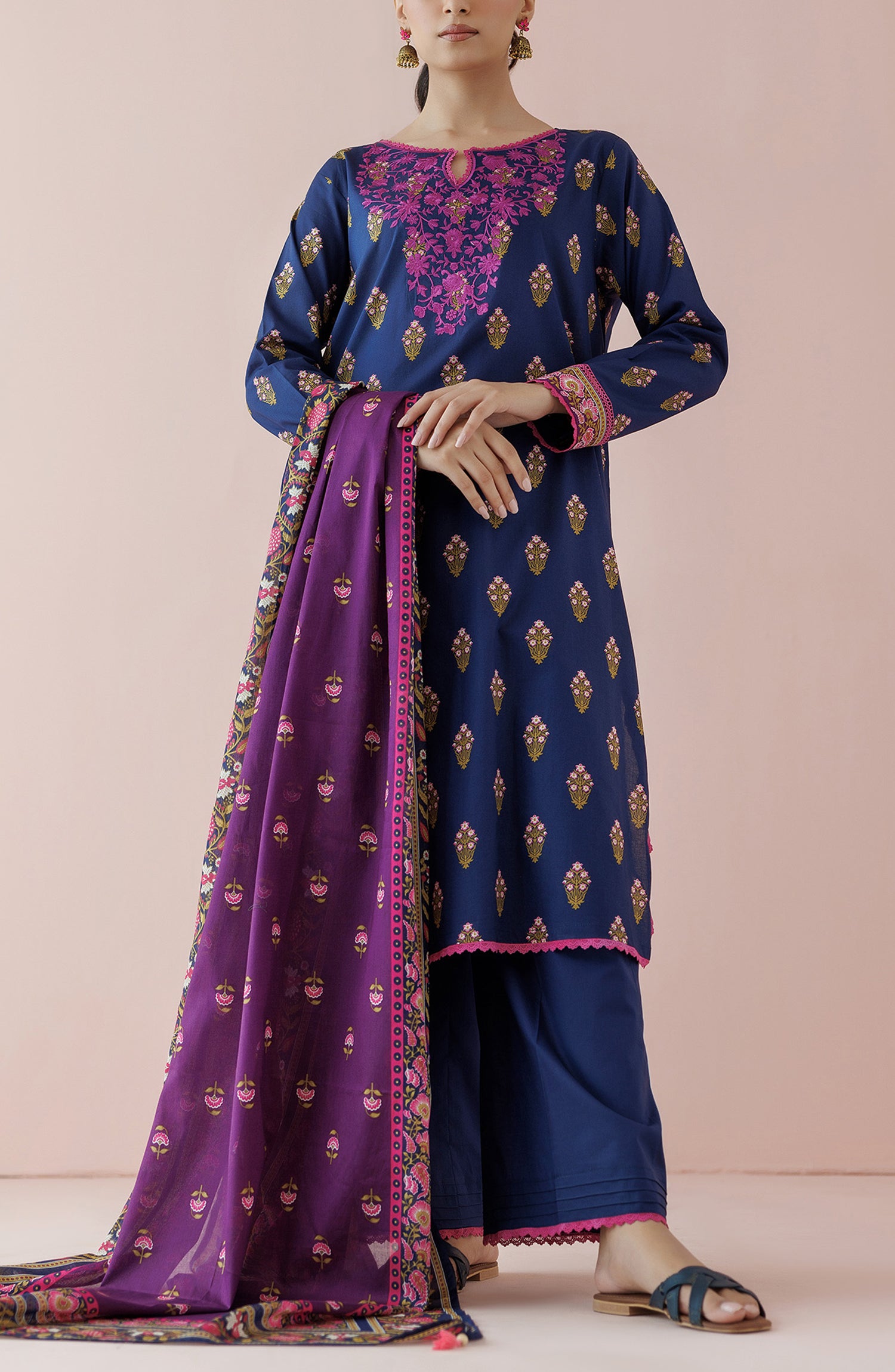 OTL-24-087/U BLUE LAWN Women UNSTITCHED SHIRT DUPATTA PANTS