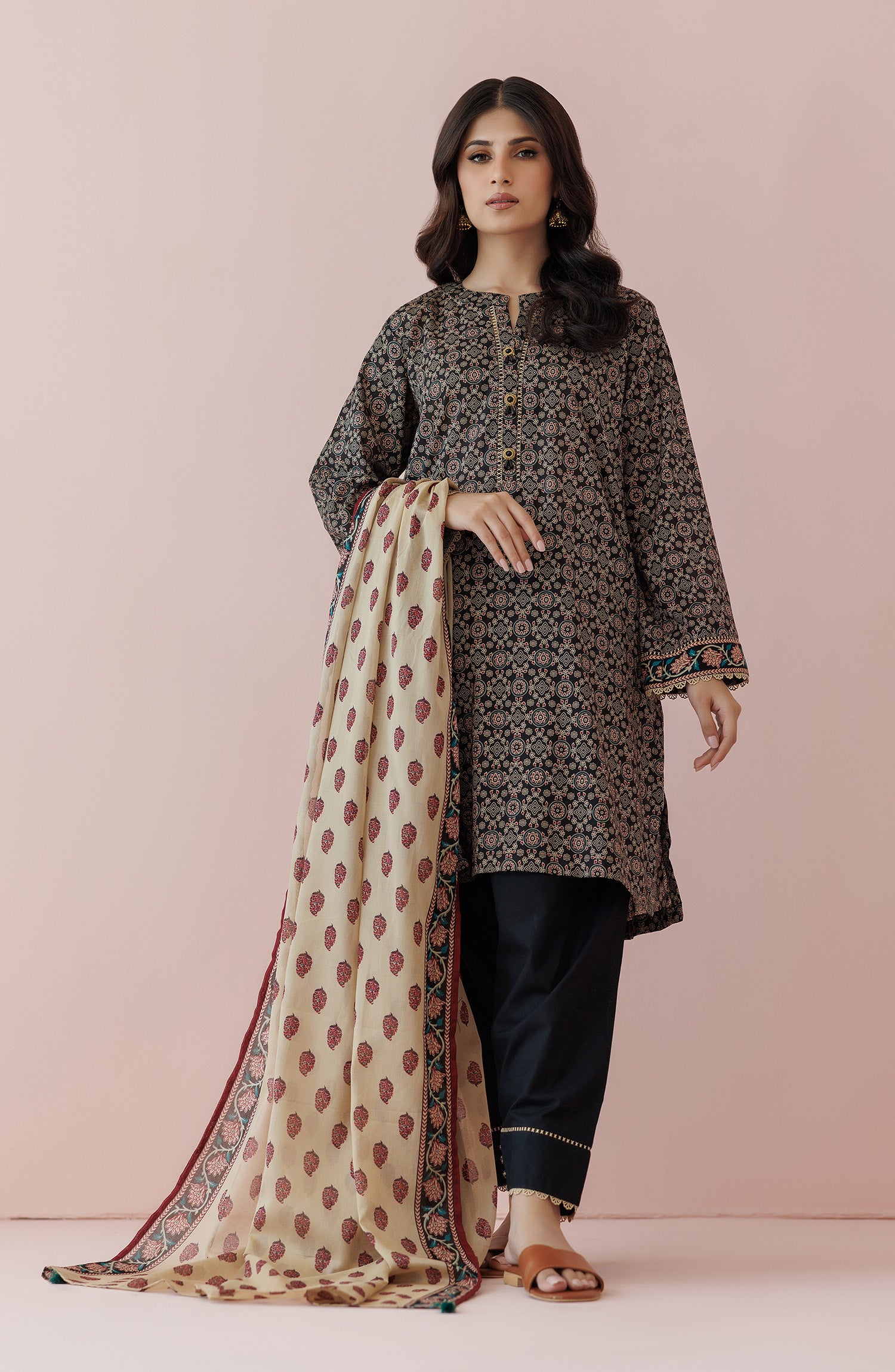 OTL-24-192/U BLACK LAWN Women UNSTITCHED SHIRT DUPATTA PANTS