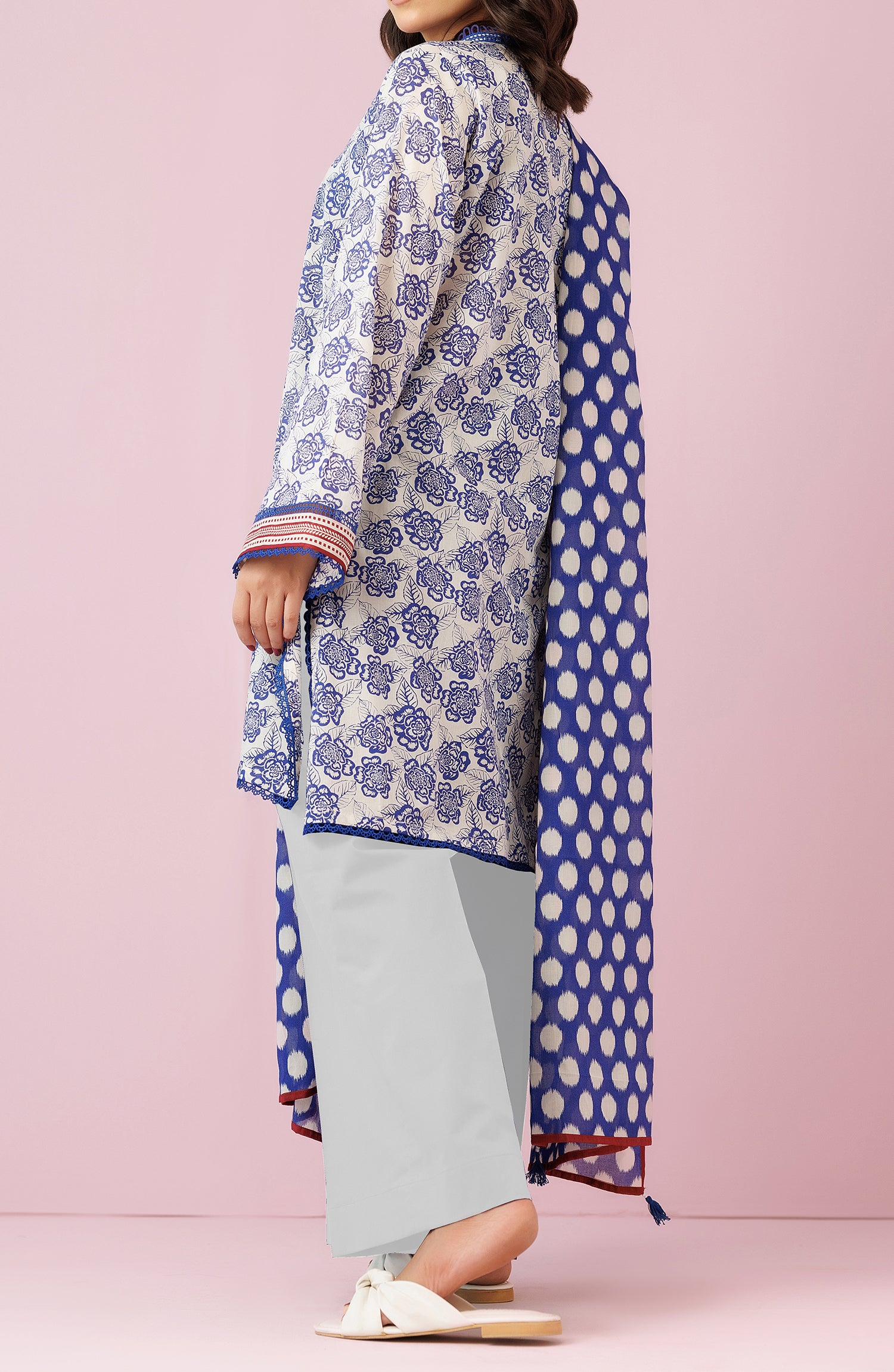 OTL-24-127/U BEIGE LAWN Women UNSTITCHED SHIRT DUPATTA PANTS