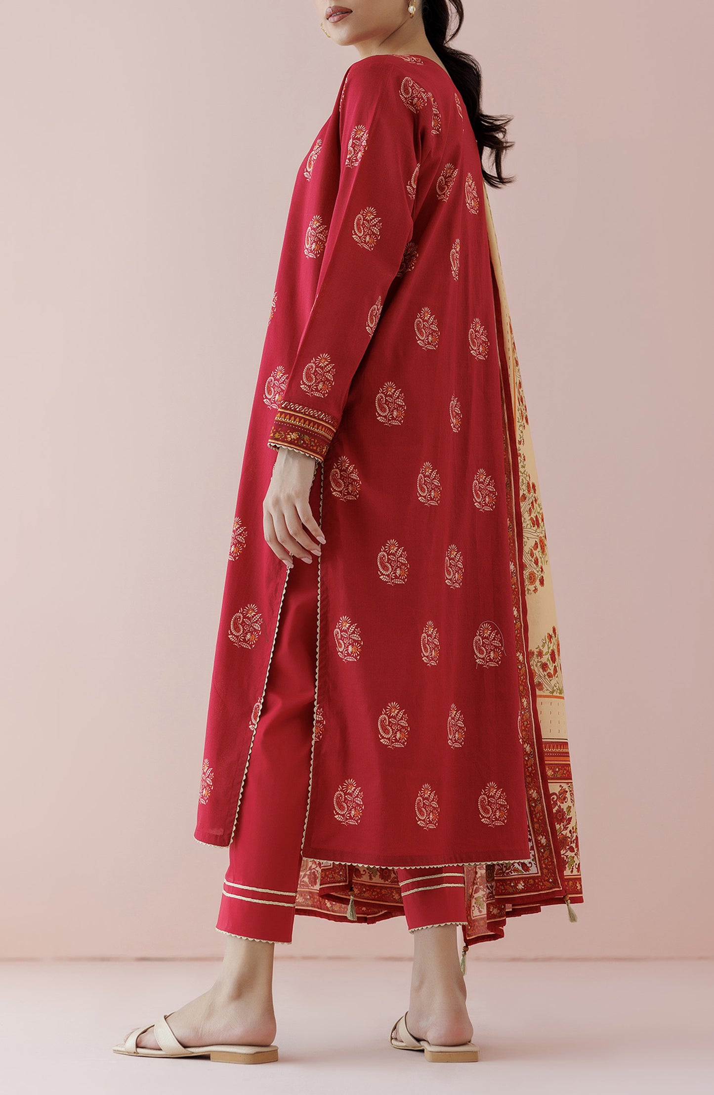 OTL-24-011/U RED LAWN Women UNSTITCHED SHIRT DUPATTA PANTS