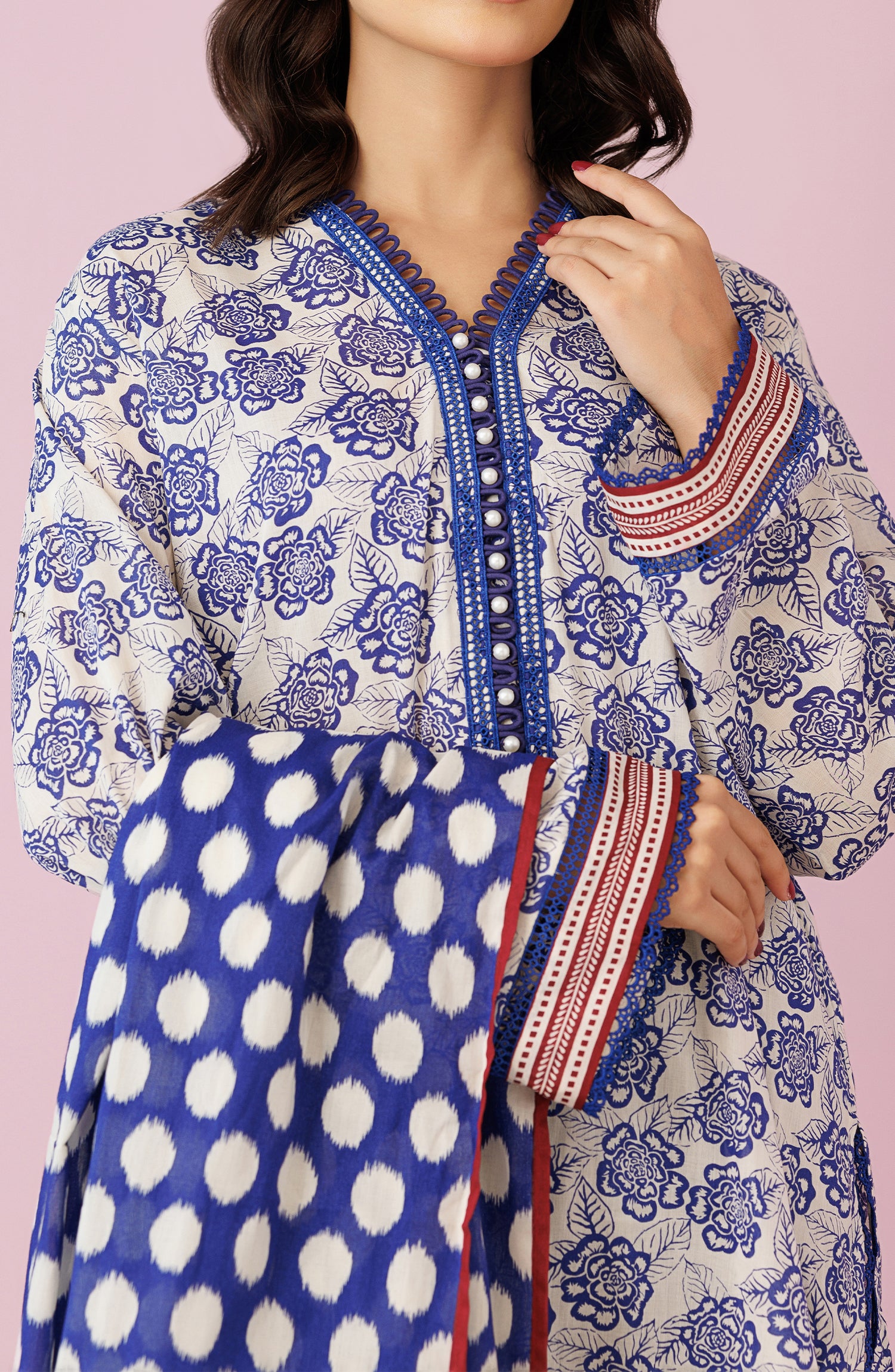 OTL-24-127/U BEIGE LAWN Women UNSTITCHED SHIRT DUPATTA PANTS