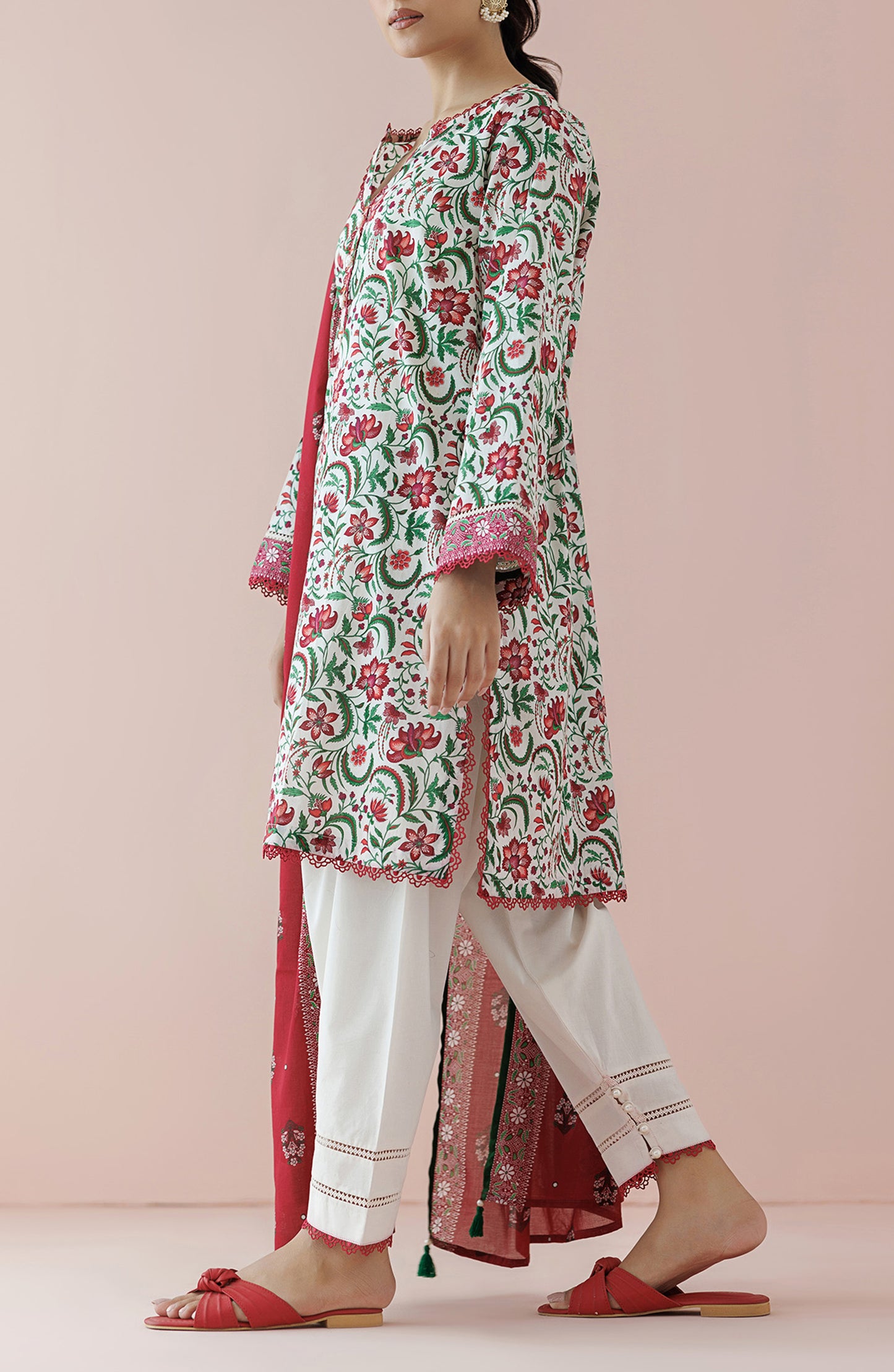 OTL-24-072/U BEIGE LAWN Women UNSTITCHED SHIRT DUPATTA PANTS