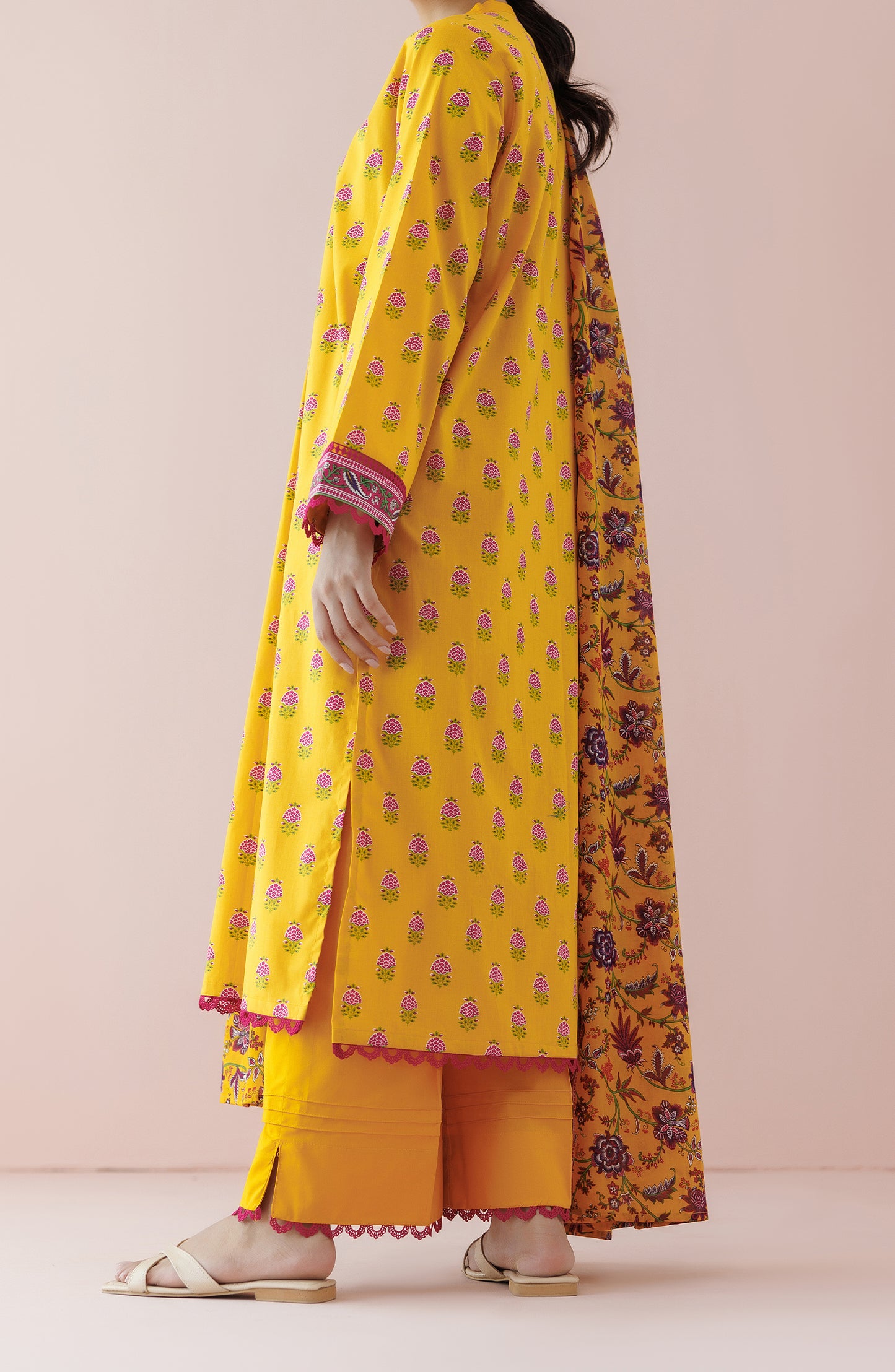OTL-24-172/U YELLOW LAWN Women UNSTITCHED SHIRT DUPATTA PANTS