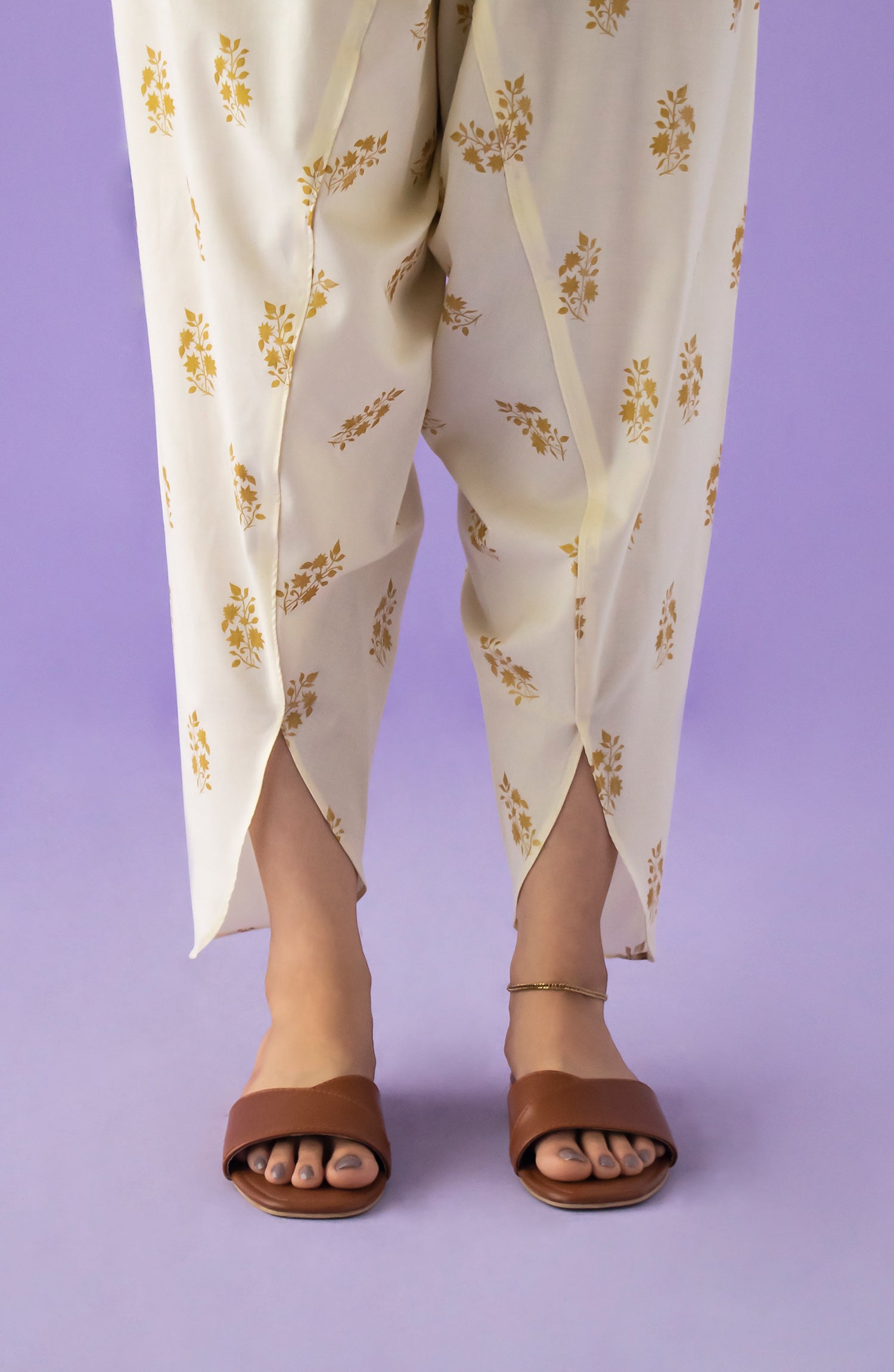 NB-S-PL-23-007 CREAM DOBBY SCSHALWAR STITCHED BOTTOMS SHALWAR