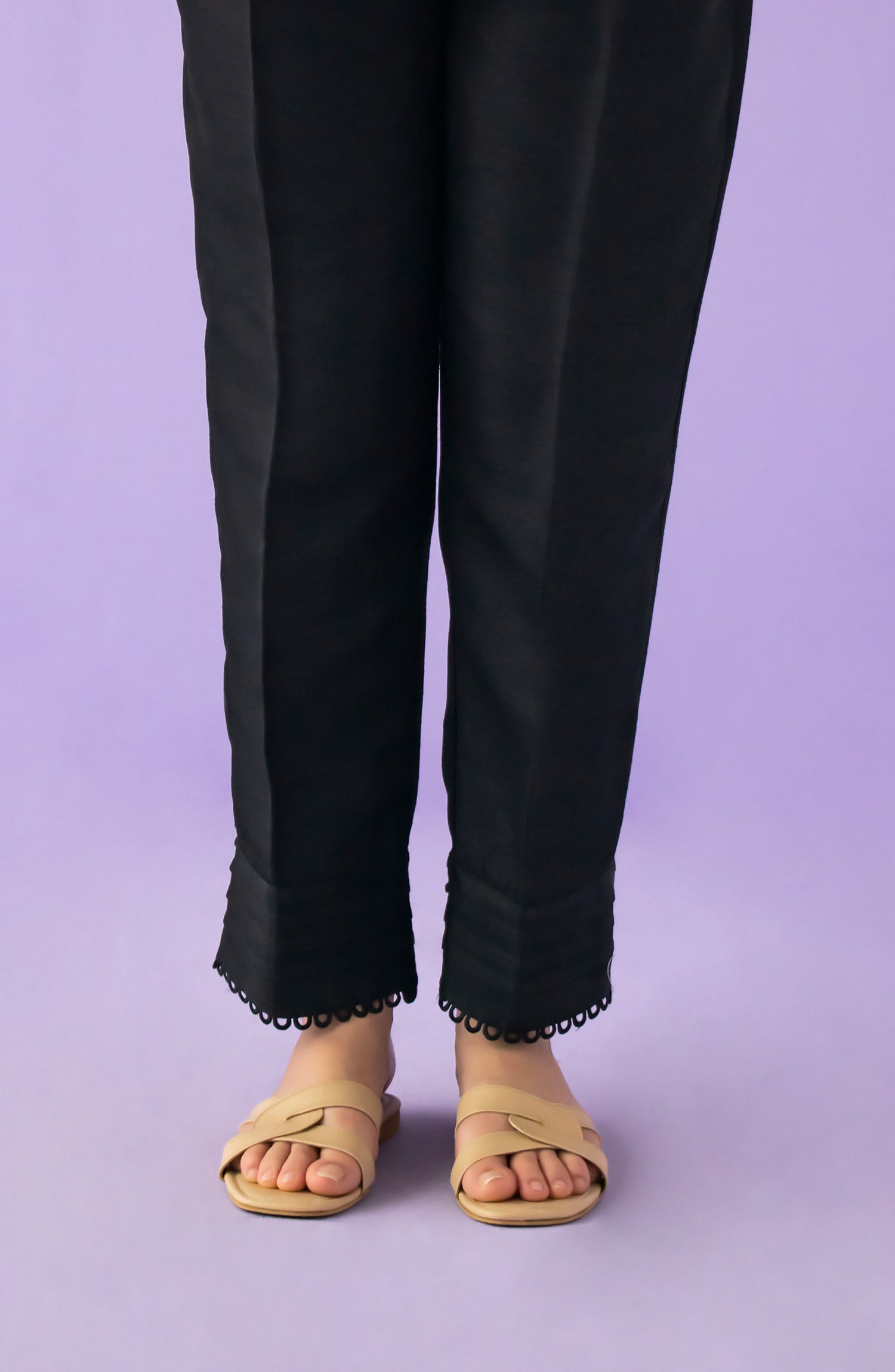 Orient Stitched Bottoms Piece Plain Raw Silk Trouser Nb-T-Pl