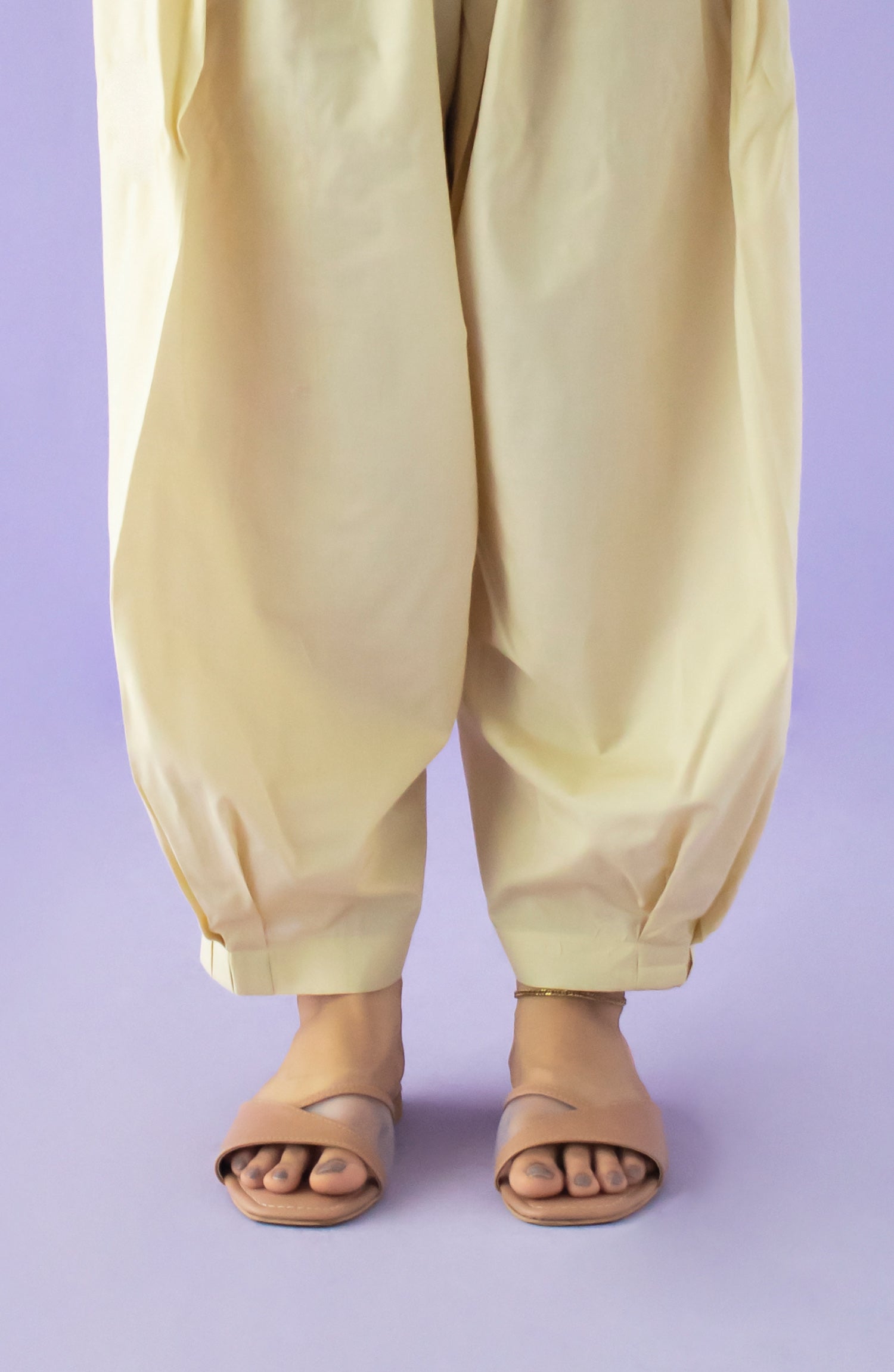 NB-S-PL-23-003 BEIGE CAMBRIC SCSHALWAR STITCHED BOTTOMS SHALWAR