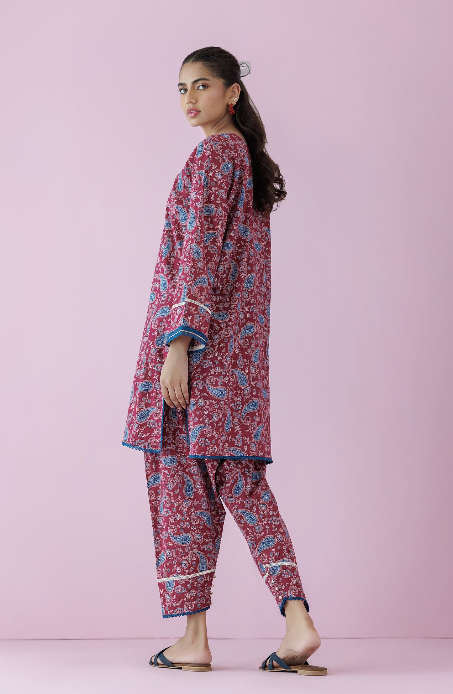 NRDS-24-043/S PINK LAWN Women READY TO WEAR SHIRT PANTS