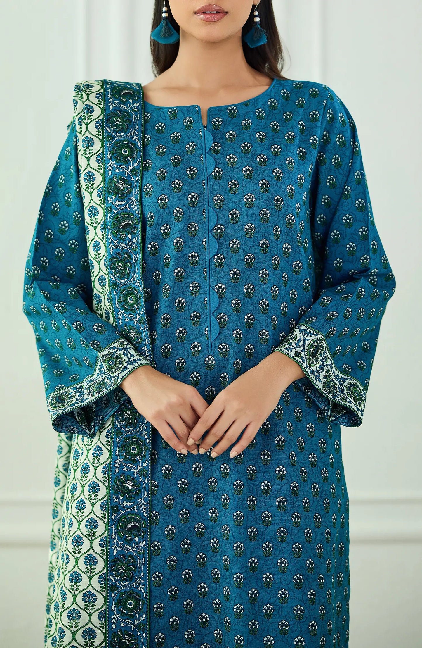 Unstitched | 3 Piece | Printed | Khaddar Shirt | OTL-25-449/U TEAL