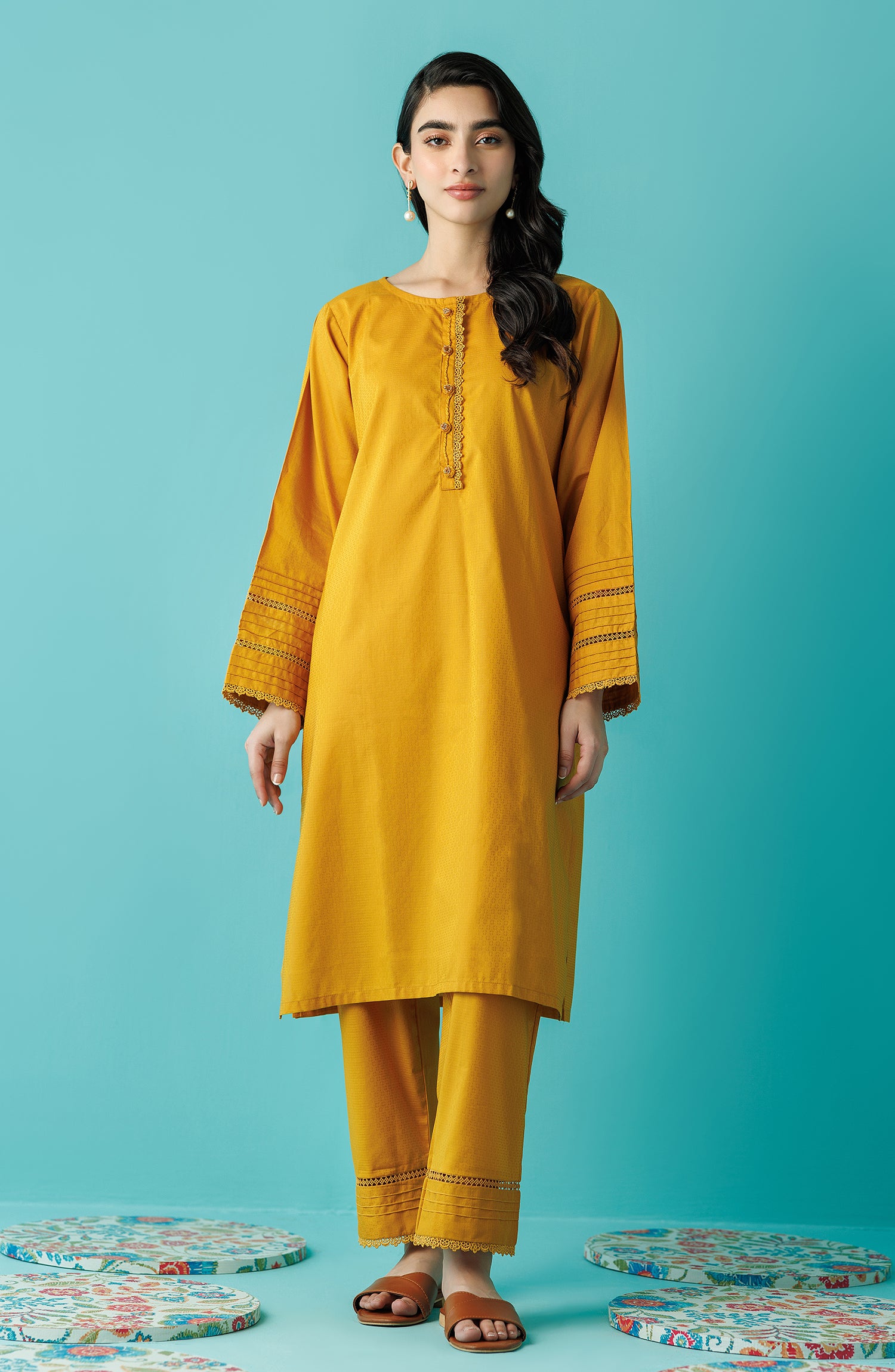 Stitched 2 Piece Plain Jacquard Shirt and Jacquard Pant (WRCJ24S-2045)