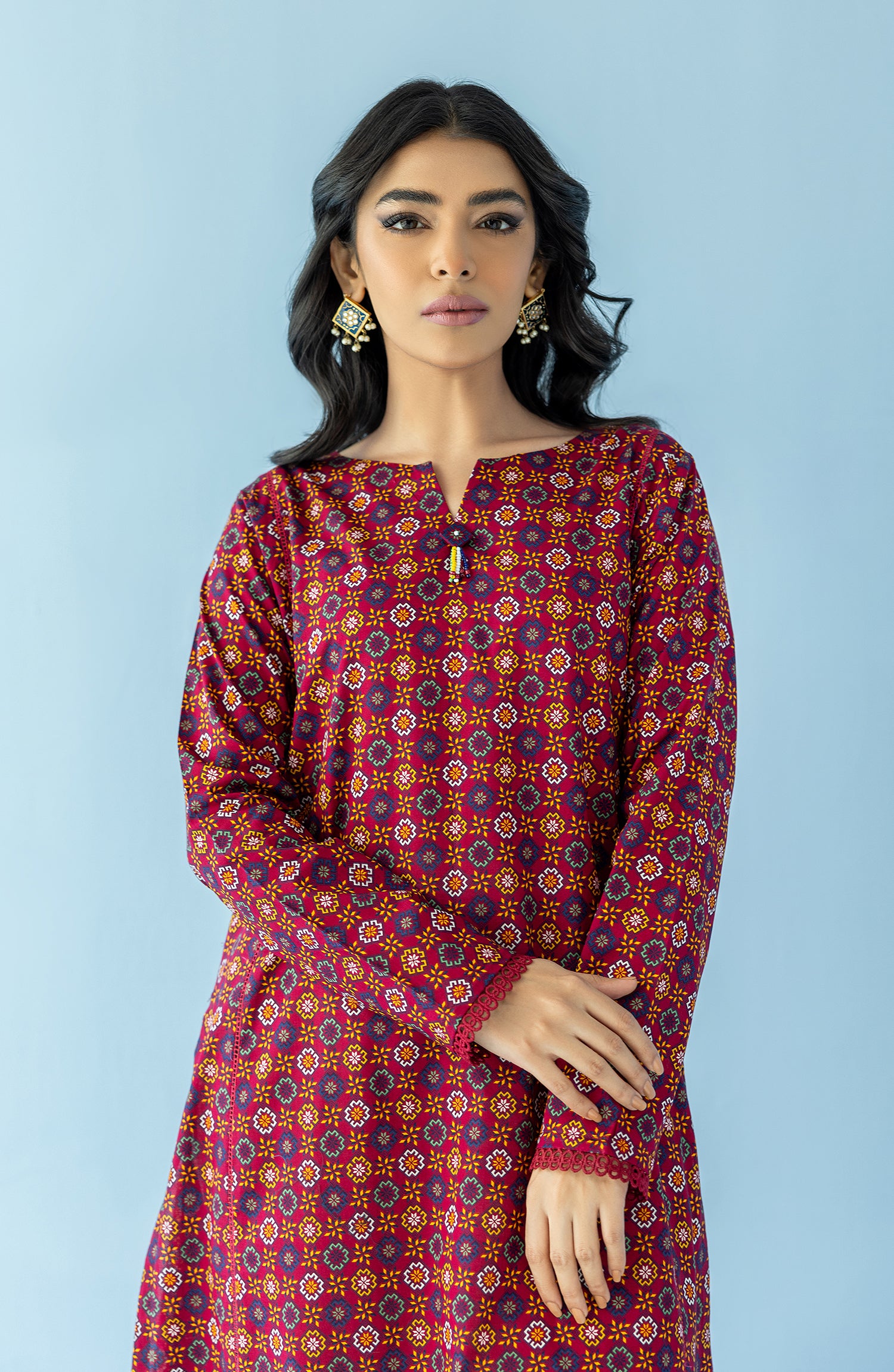 HCS-24-004/U RED LAWN SCSHIRT UNSTITCHED SHIRT