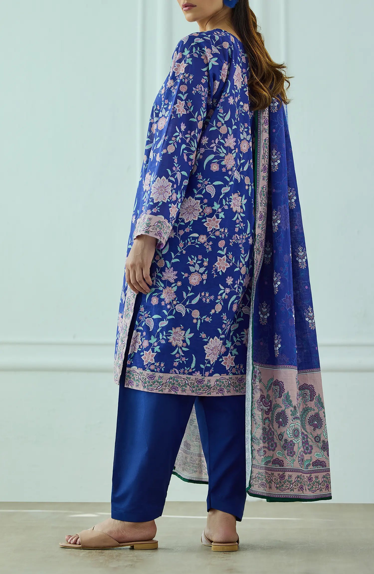 Unstitched | 3 Piece | Printed | Texture Lawn Shirt | OTL-25-467/U BLUE