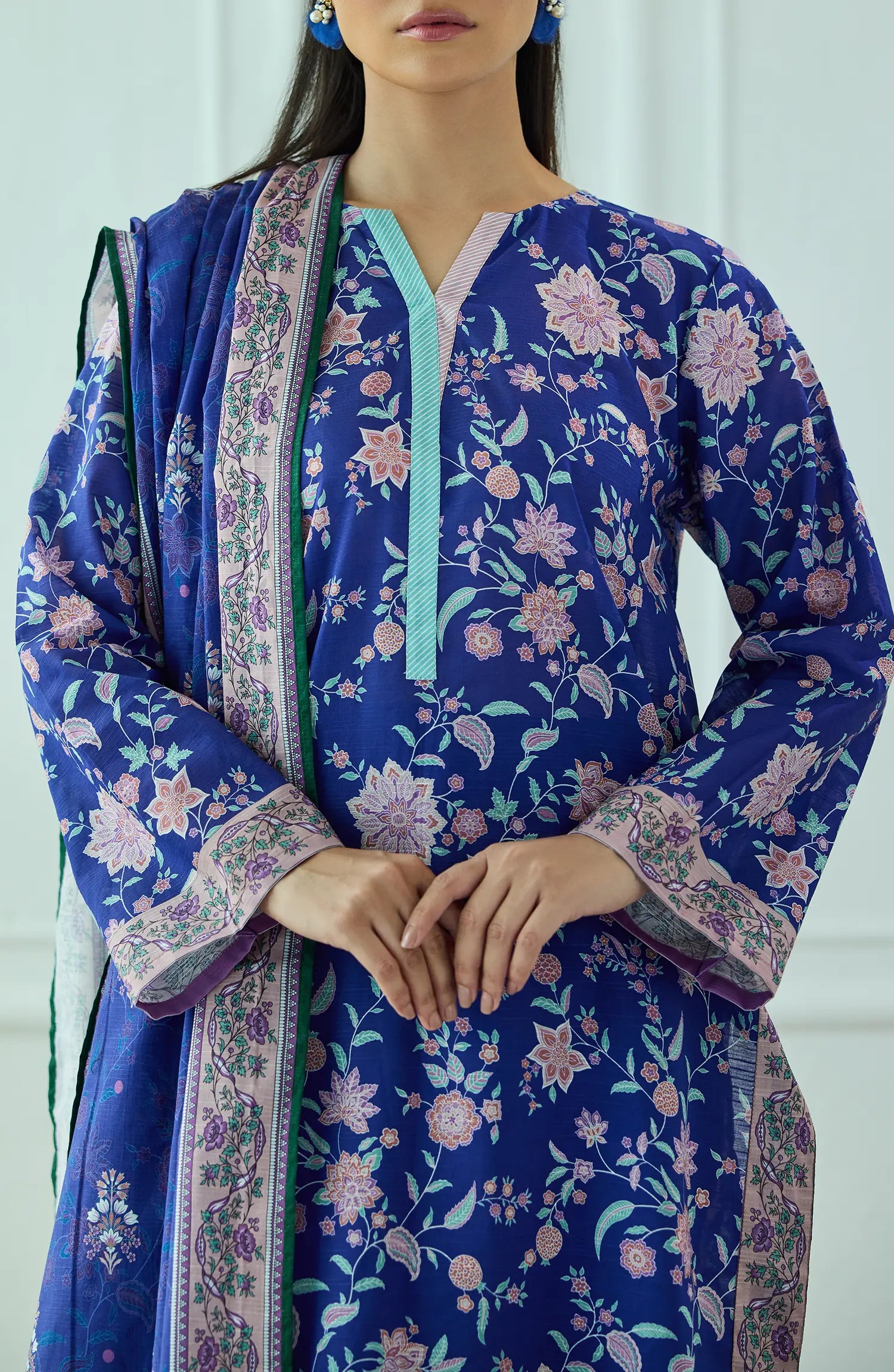 Unstitched | 3 Piece | Printed | Texture Lawn Shirt | OTL-25-467/U BLUE