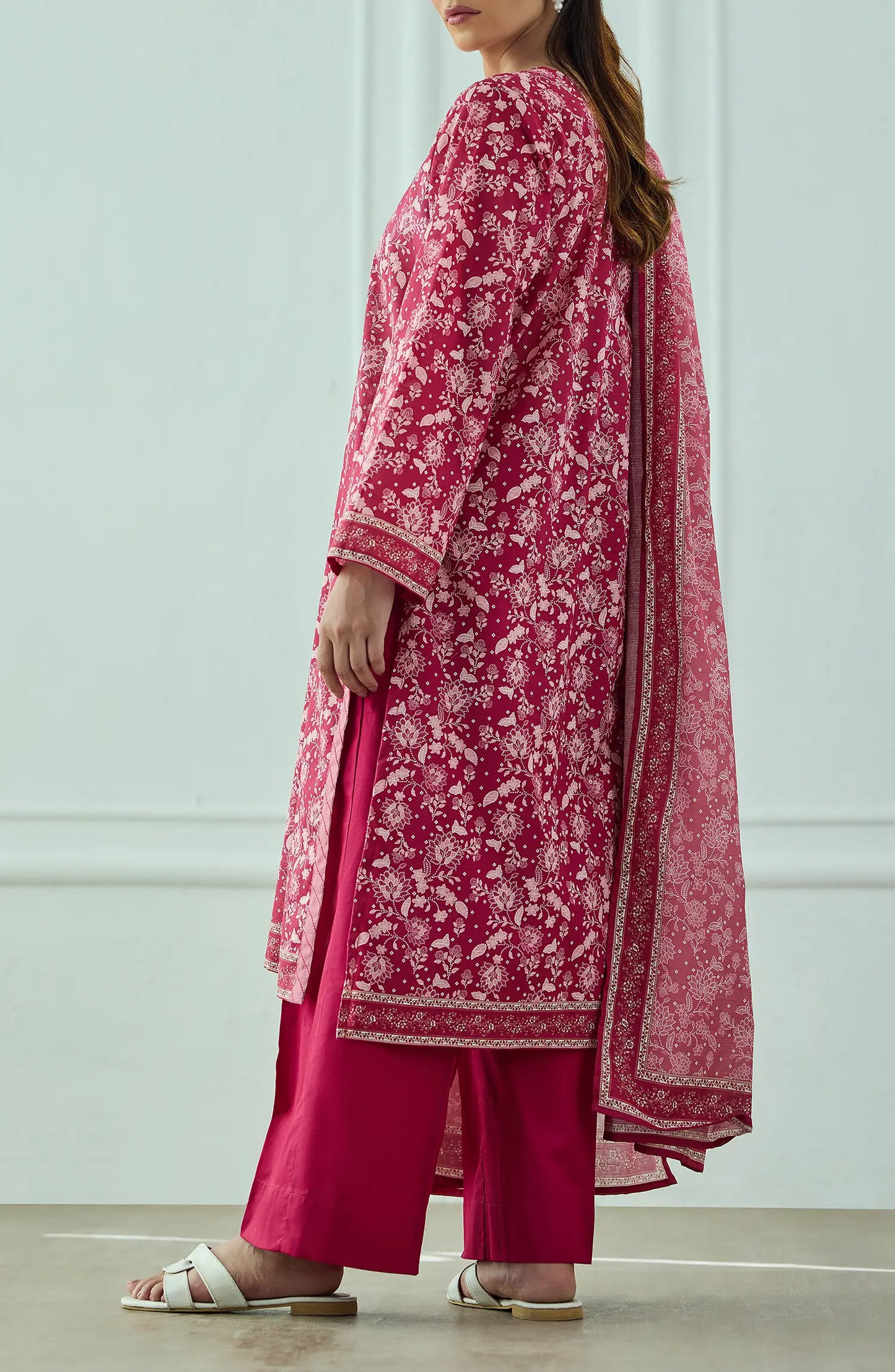Unstitched | 3 Piece | Printed | Texture Lawn Shirt | OTL-25-464/U MAGENTA