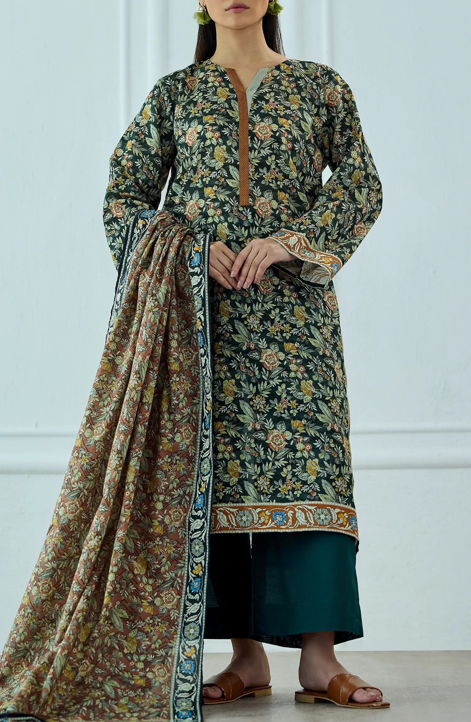 Unstitched | 3 Piece | Printed | Texture Lawn Shirt | OTL-25-465/U BLACK