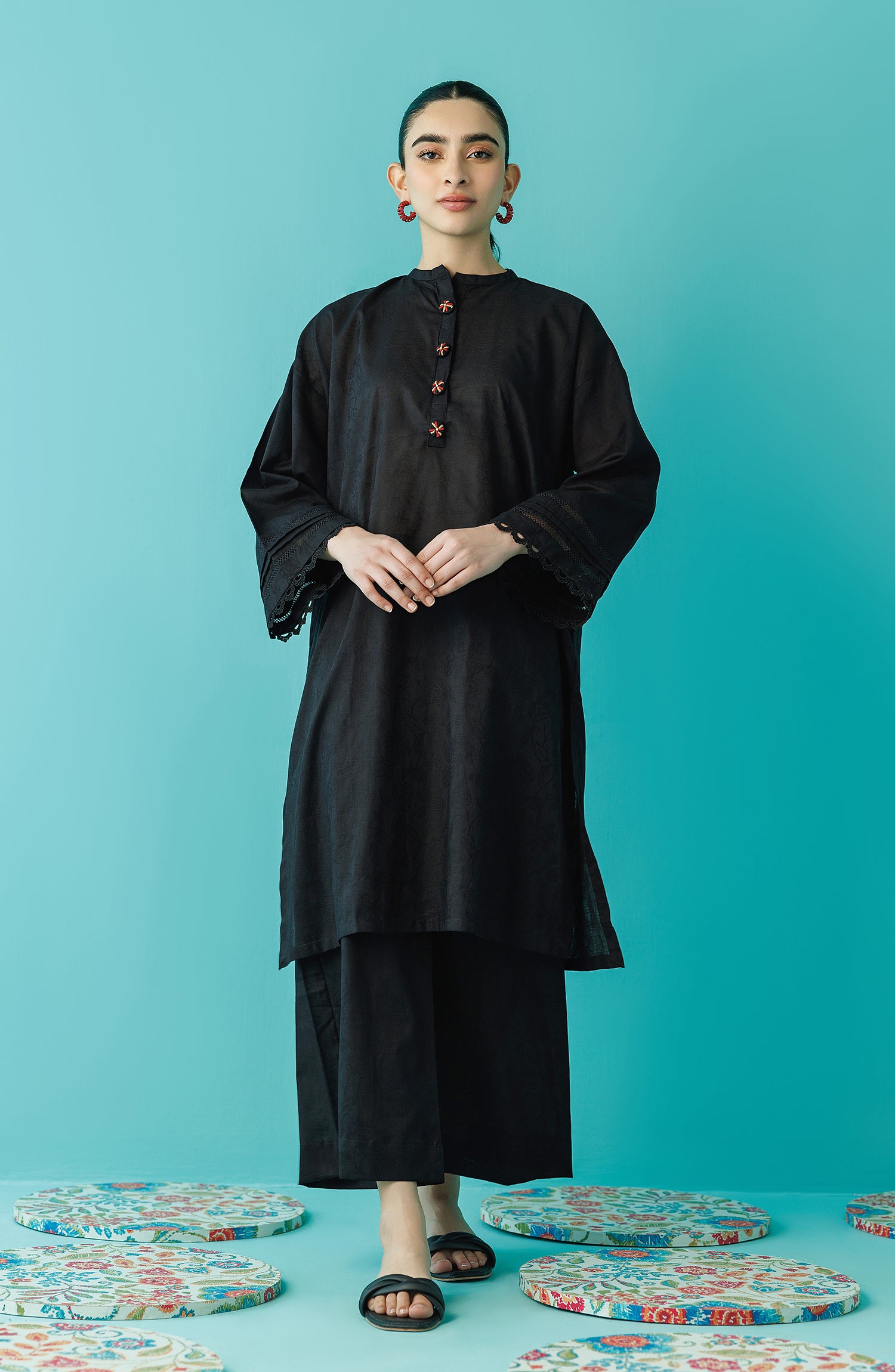 Stitched 2 Piece Plain Jacquard Shirt and Jacquard Pant (WRCJ24S-2001)