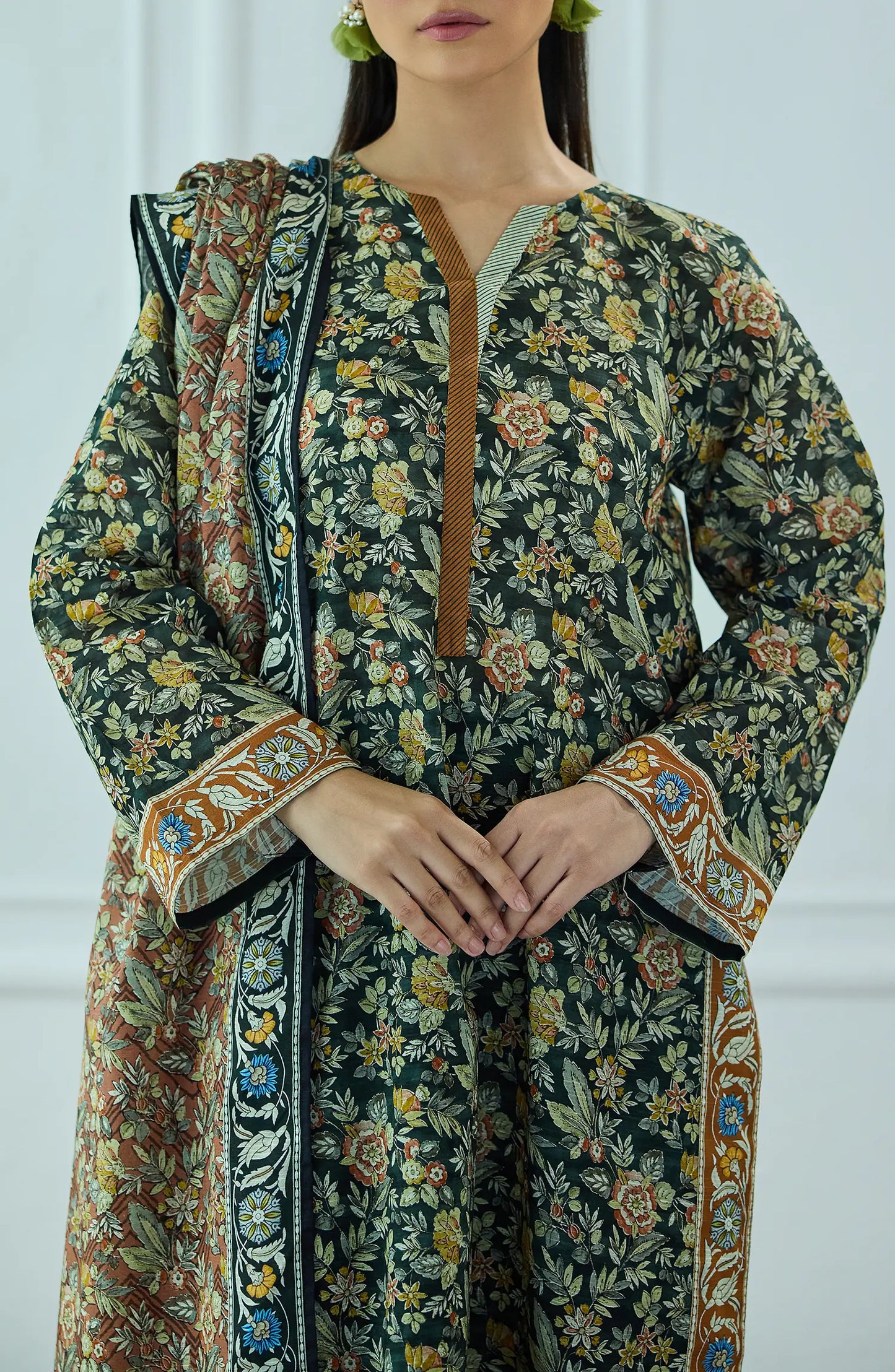 Unstitched | 3 Piece | Printed | Texture Lawn Shirt | OTL-25-465/U BLACK