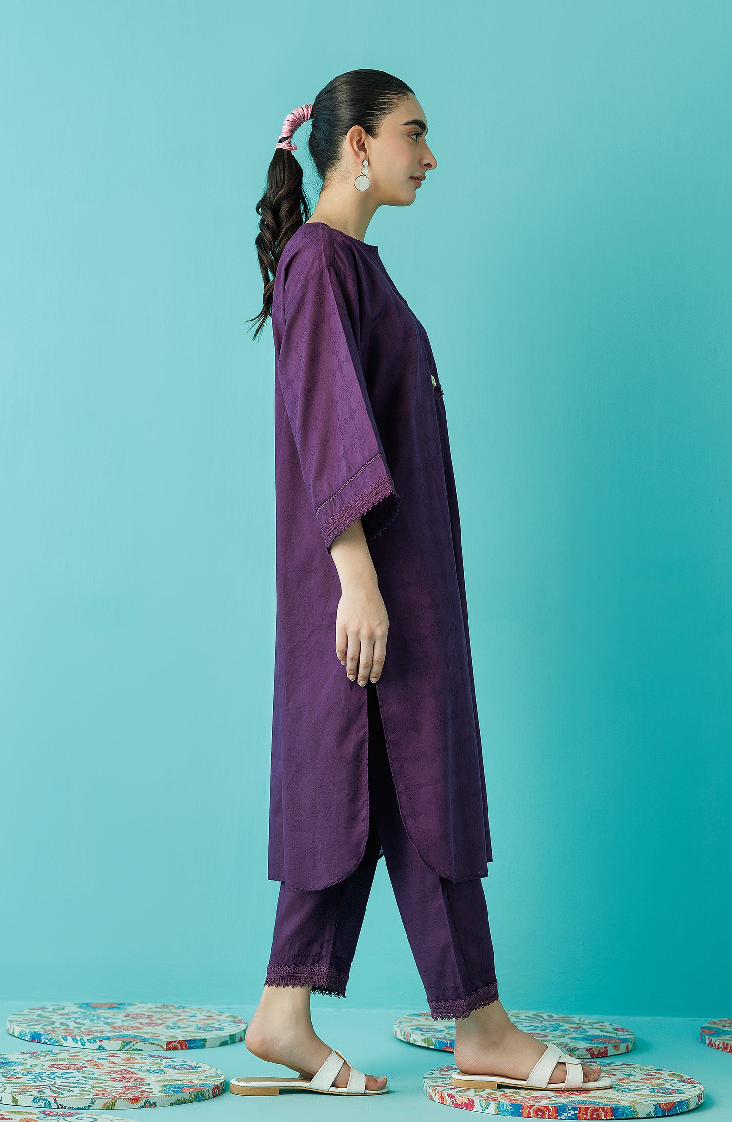 Stitched 2 Piece Plain Jacquard Shirt and Jacquard Pant (WRCJ24S-2049)