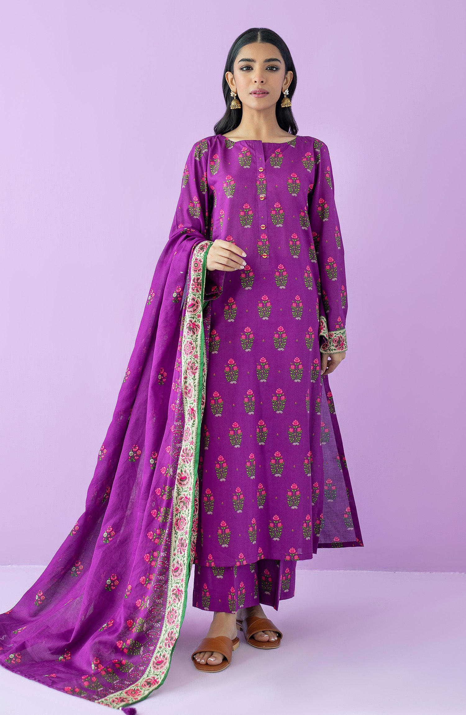 NRDS-23-065/U PURPLE LAWN  UNSTITCHED SHIRT DUPATTA