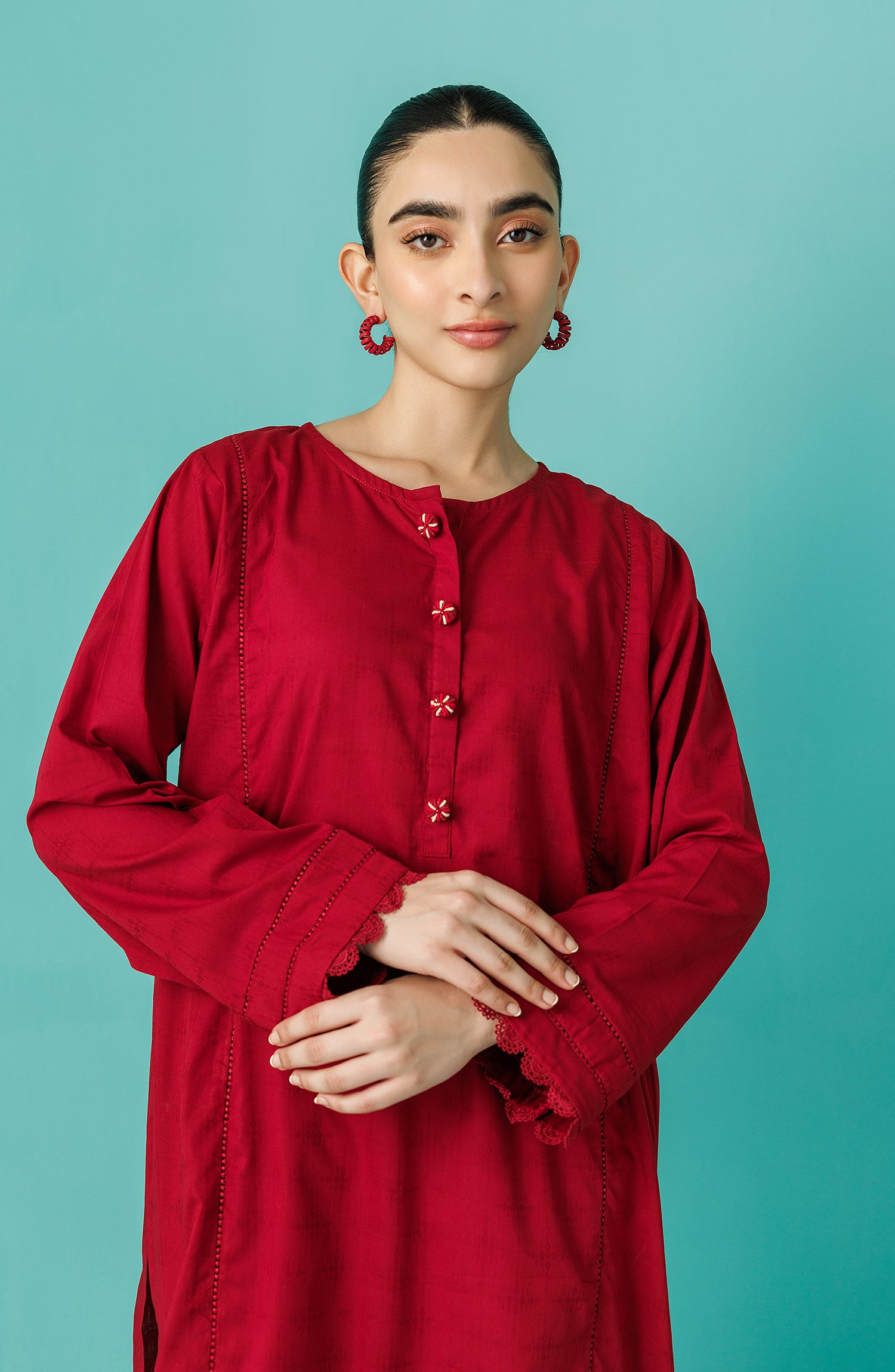 Stitched 2 Piece Plain Jacquard Shirt and Jacquard Pant (WRCJ24S-2003)