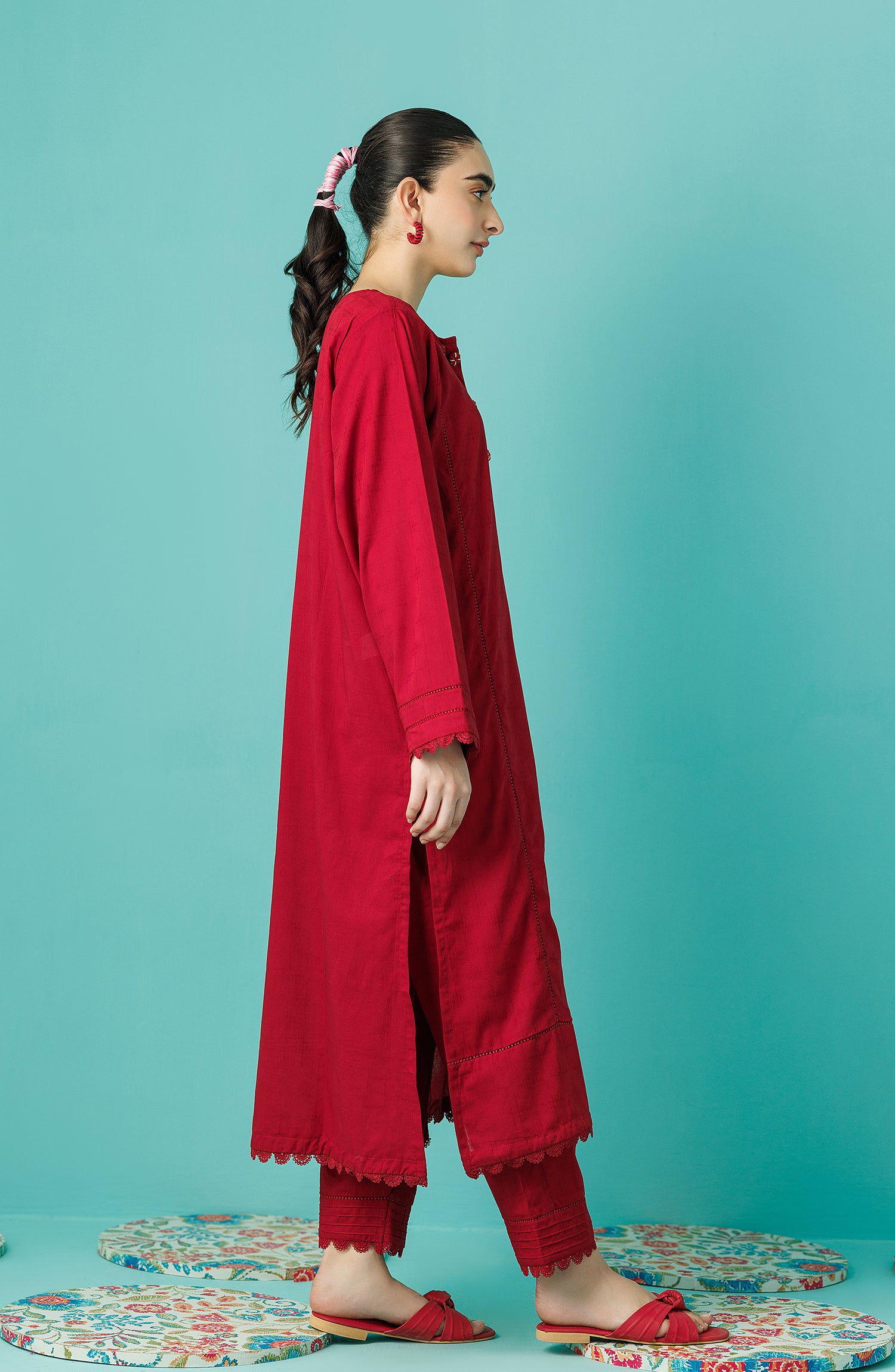 Stitched 2 Piece Plain Jacquard Shirt and Jacquard Pant (WRCJ24S-2003)