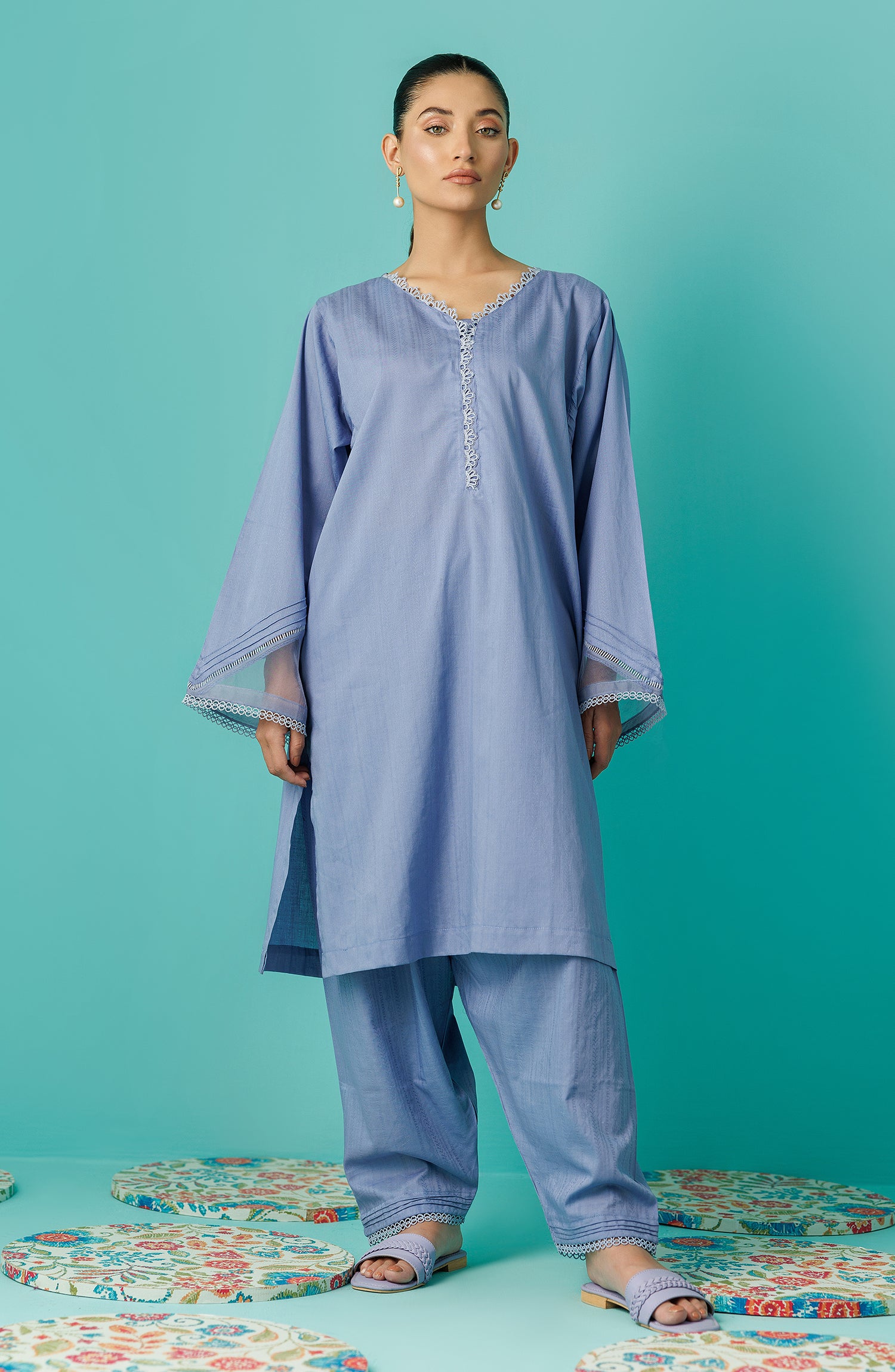 Stitched 2 Piece Plain Jacquard Shirt and Jacquard Pant (WRCJ24S-2052)