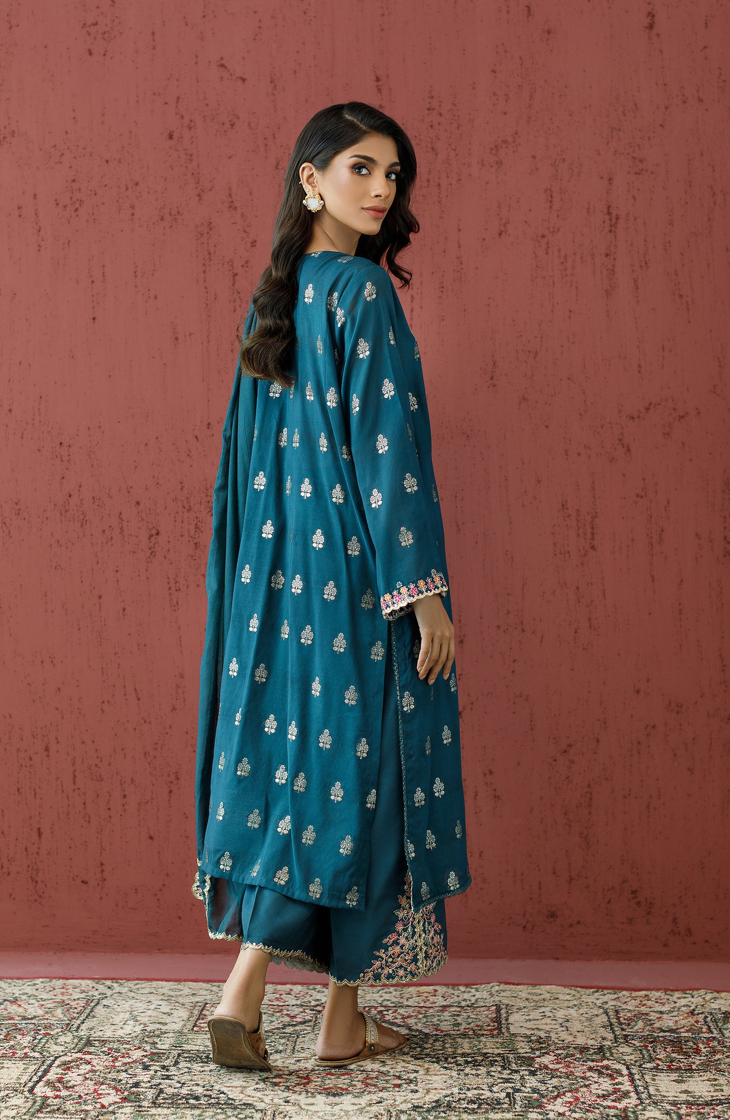 OTLF-23-072/S GREEN JACQUARD Women READY TO WEAR SHIRT DUPATTA PANTS