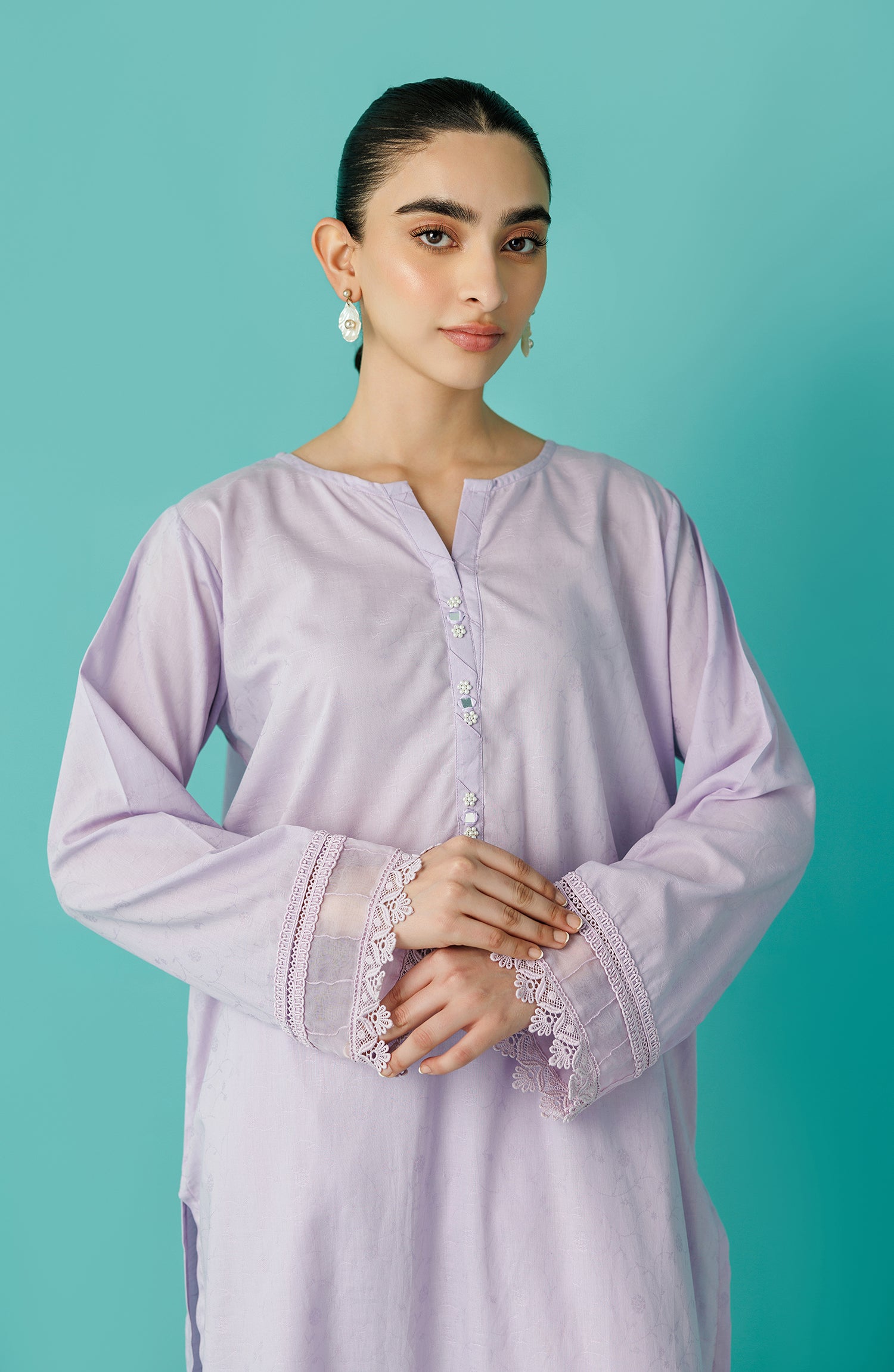 Stitched 2 Piece Plain Jacquard Shirt and Jacquard Pant (WRCJ24S-2002)