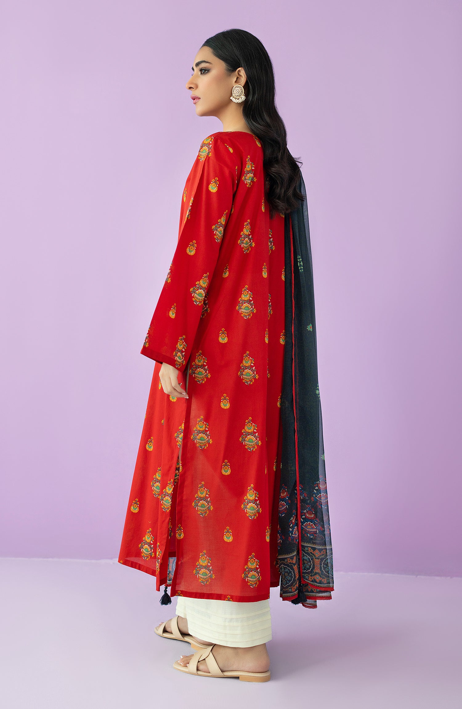 NRDS-23-089/U MAROON LAWN  UNSTITCHED SHIRT DUPATTA