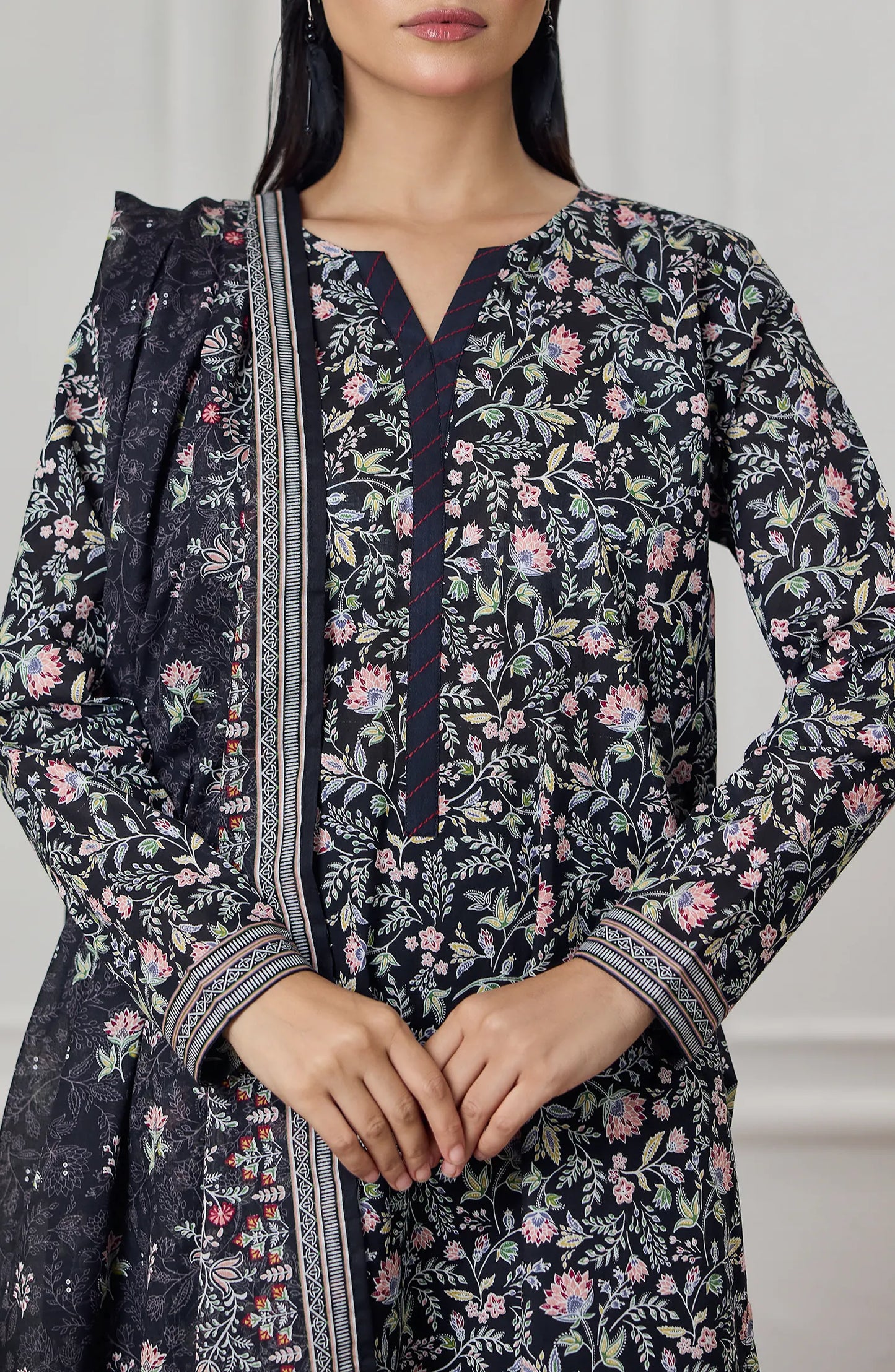 Stitched | 3 Piece | Printed | Lawn Shirt | OTL-25-512/S BLACK