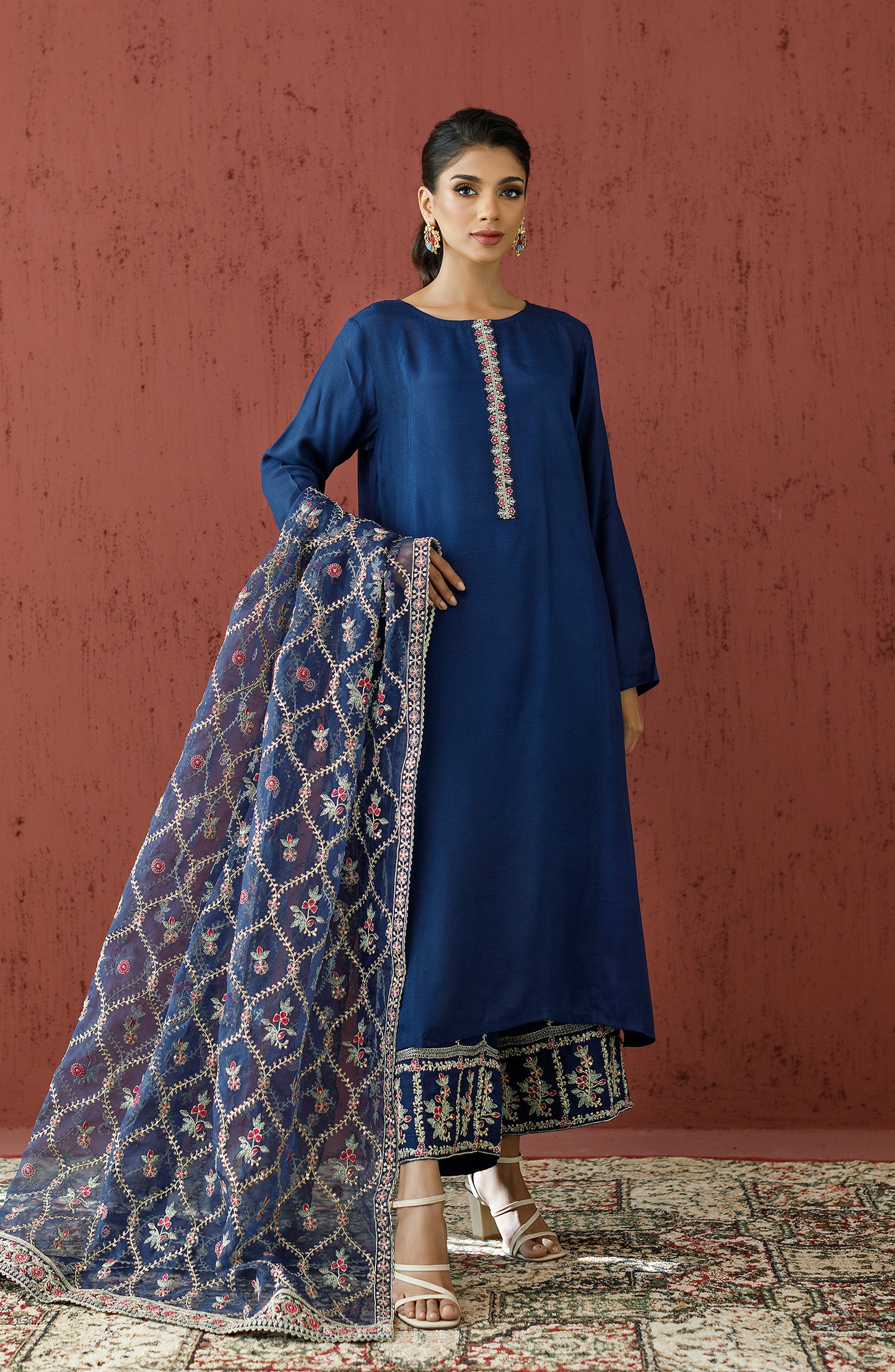 WRFR23W-3018 RAW SILK Women READY TO WEAR SHIRT DUPATTA PANTS