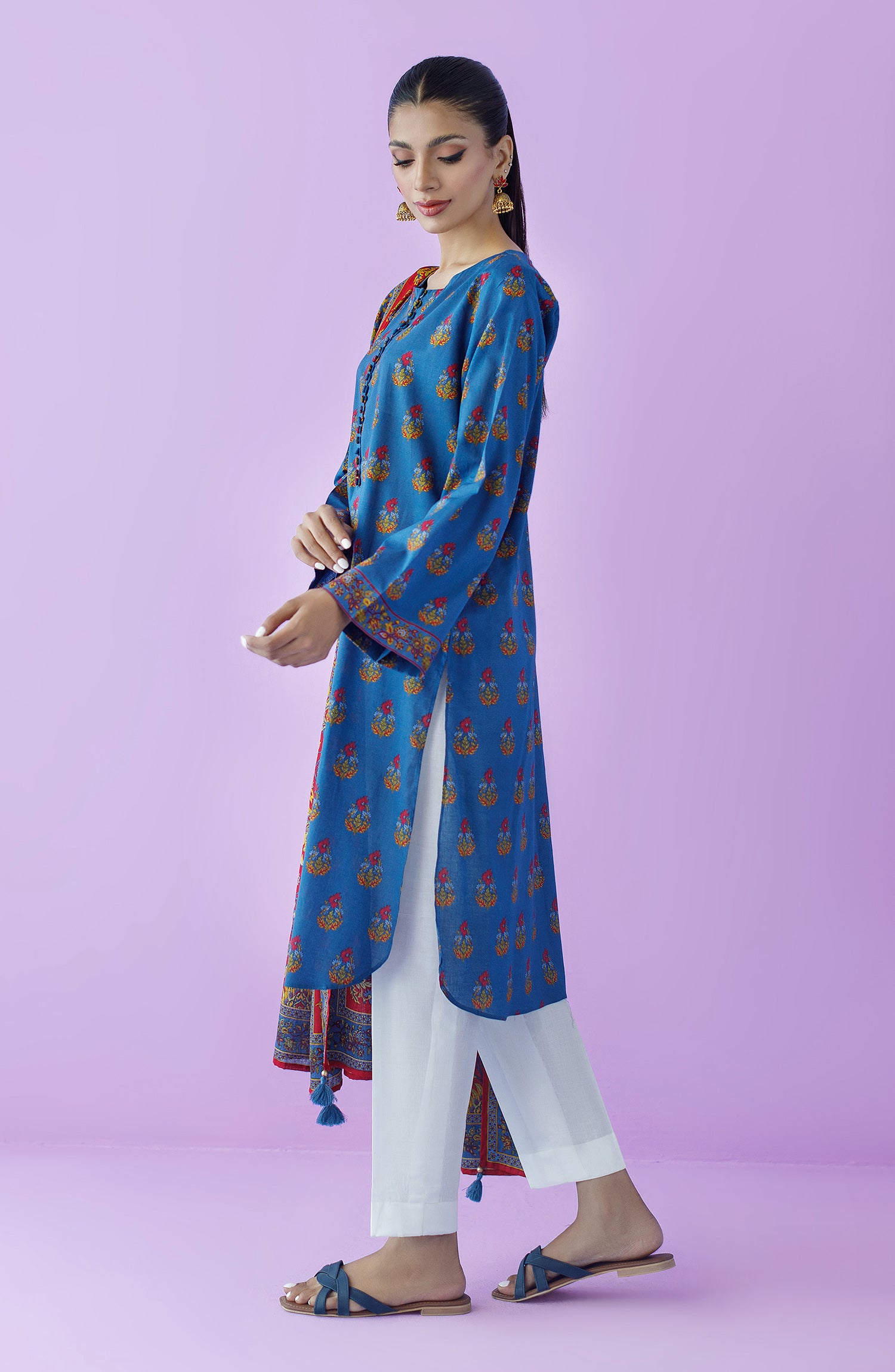 NRDS-23-118/U BLUE LAWN  UNSTITCHED SHIRT DUPATTA