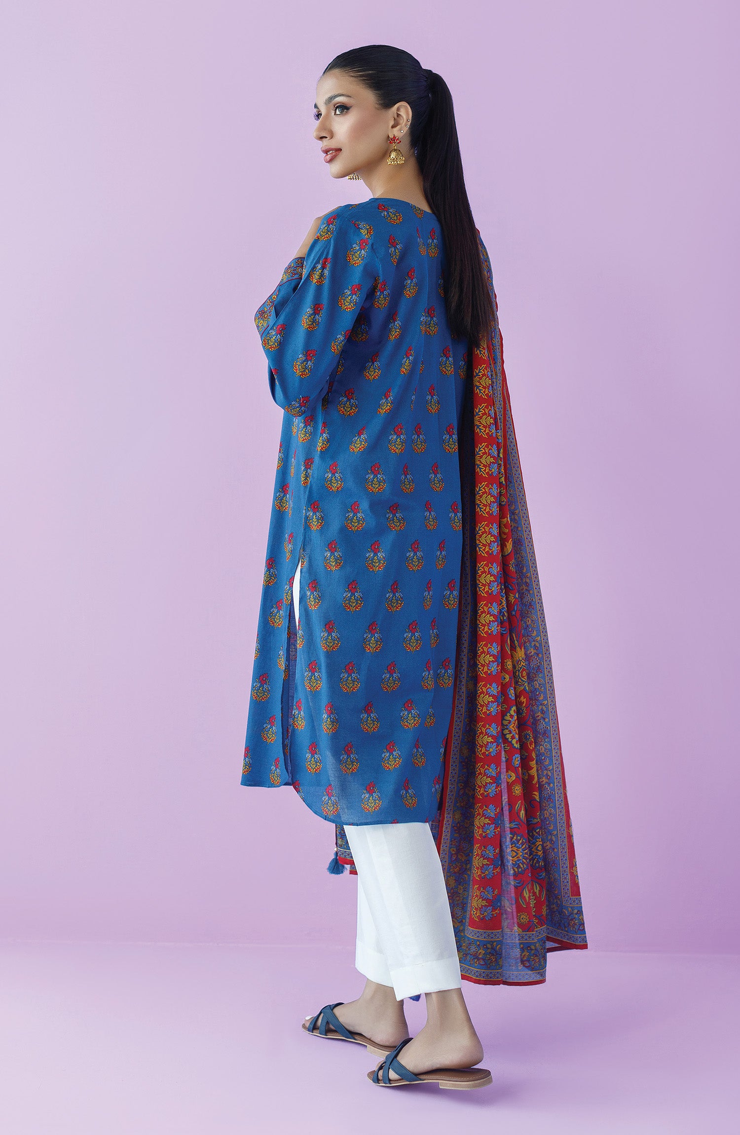 NRDS-23-118/U BLUE LAWN  UNSTITCHED SHIRT DUPATTA