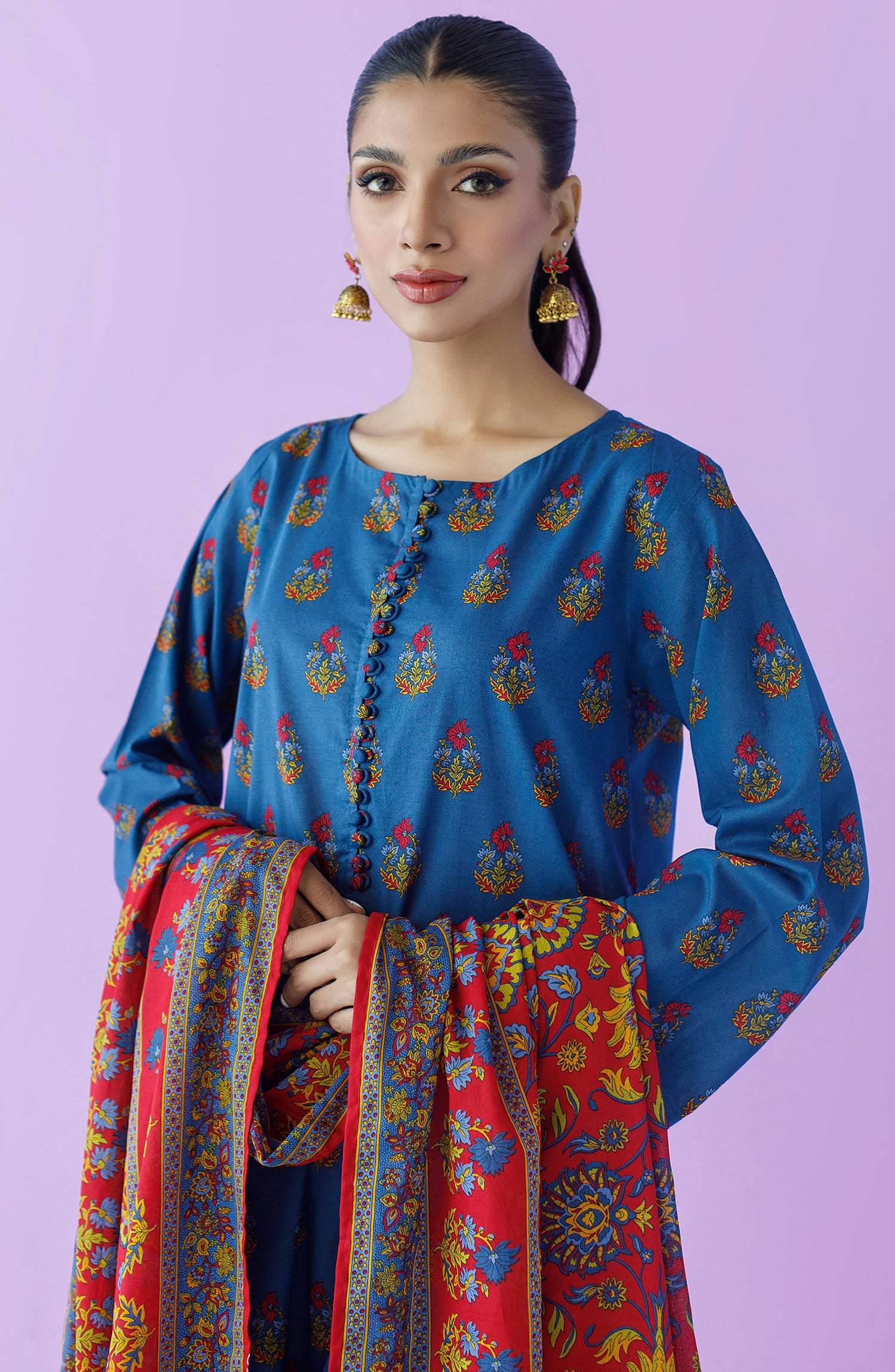 NRDS-23-118/U BLUE LAWN  UNSTITCHED SHIRT DUPATTA