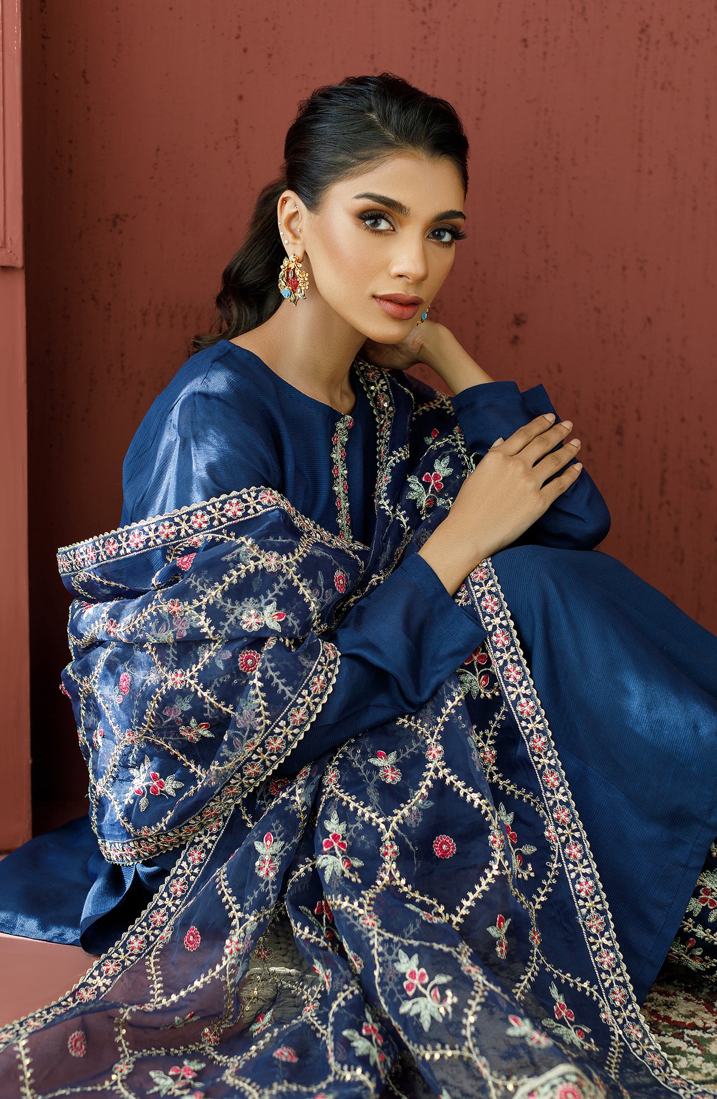 WRFR23W-3018 RAW SILK Women READY TO WEAR SHIRT DUPATTA PANTS