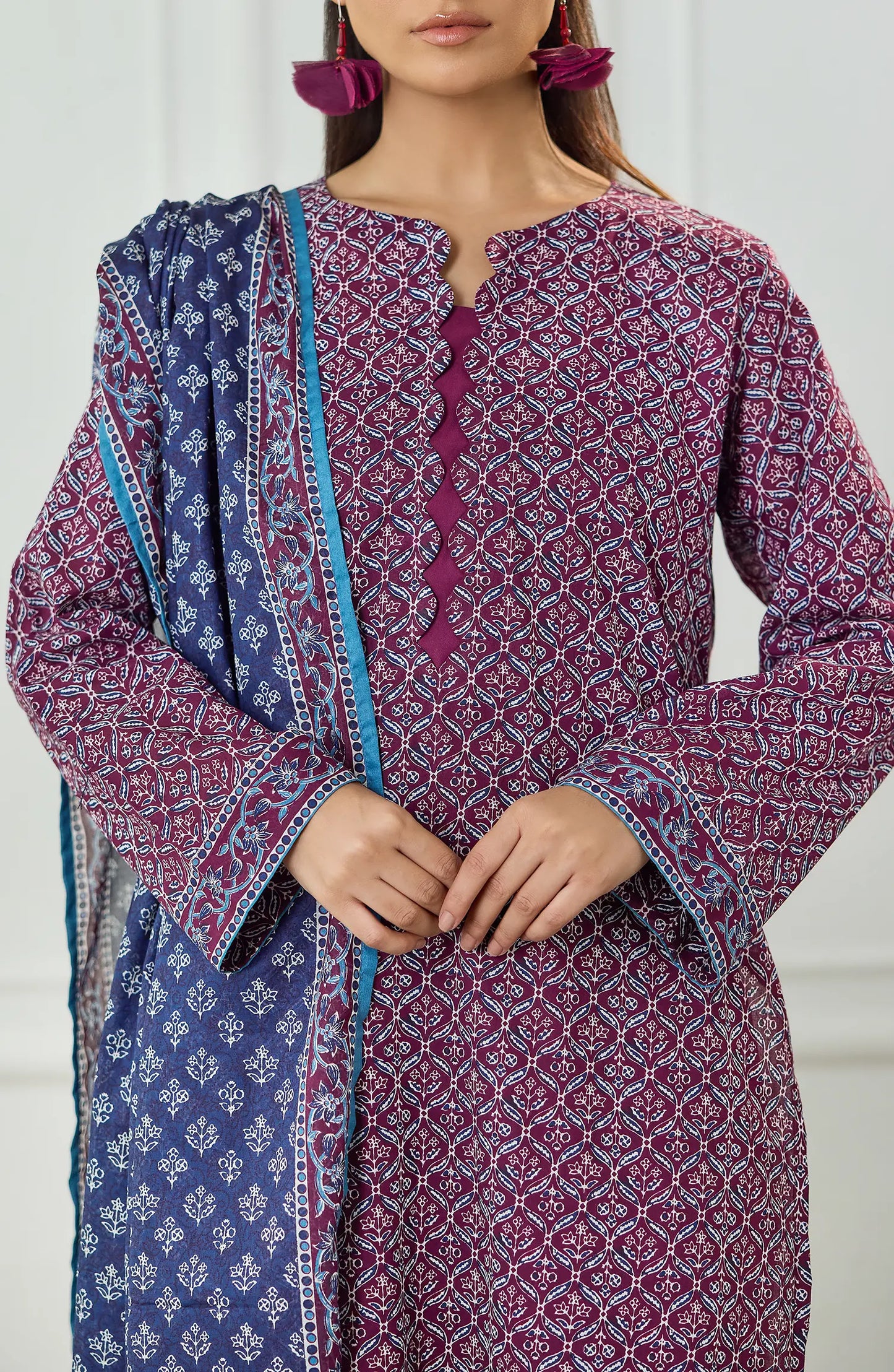 Unstitched | 3 Piece | Printed | Lawn Shirt | OTL-25-499/U MAGENTA