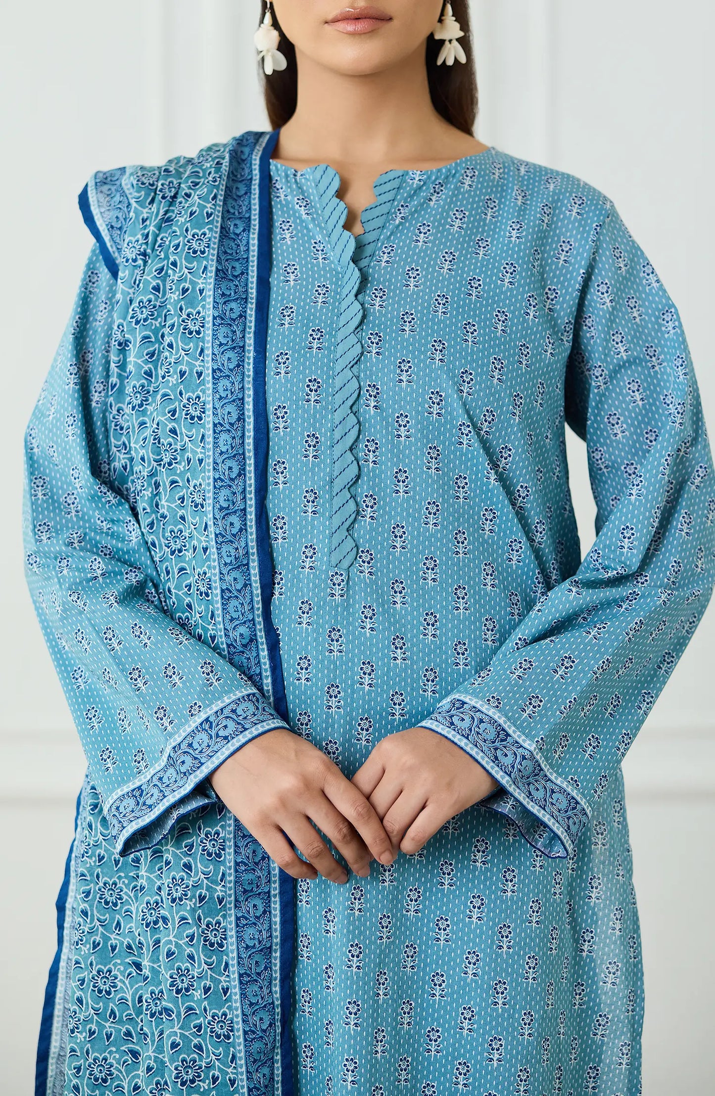 Unstitched | 3 Piece | Printed | Lawn Shirt | OTL-25-497/U SKY BLUE