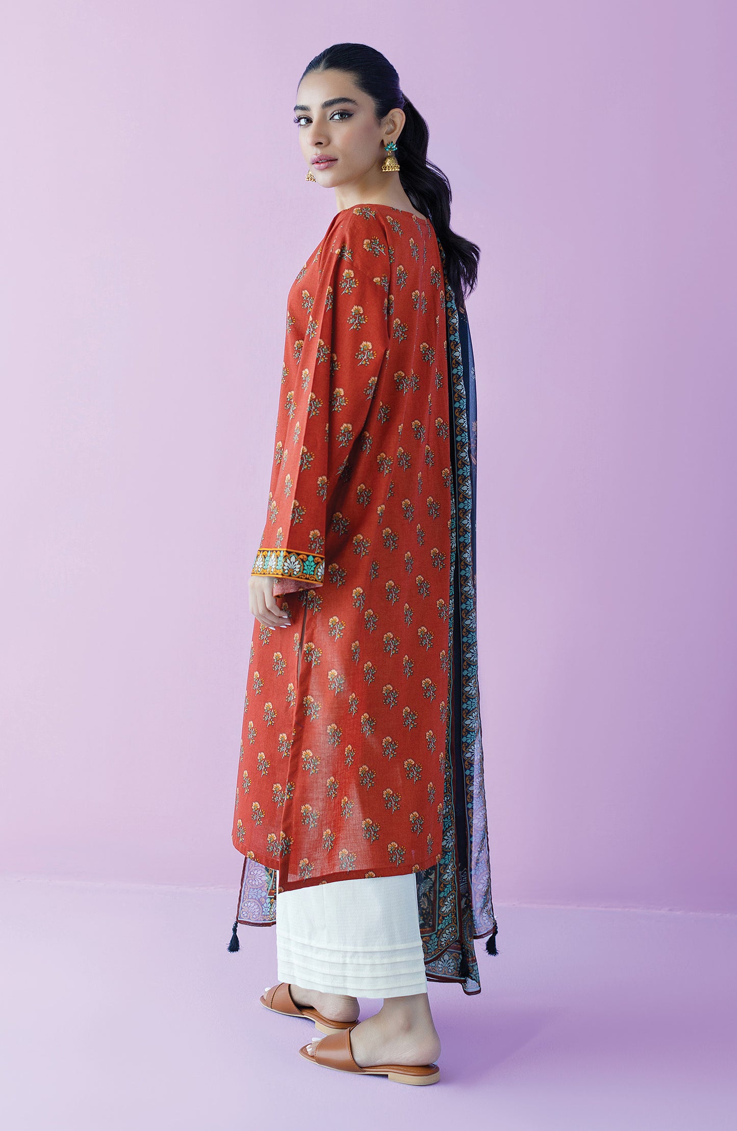 NRDS-23-084/U BROWN LAWN  UNSTITCHED SHIRT DUPATTA