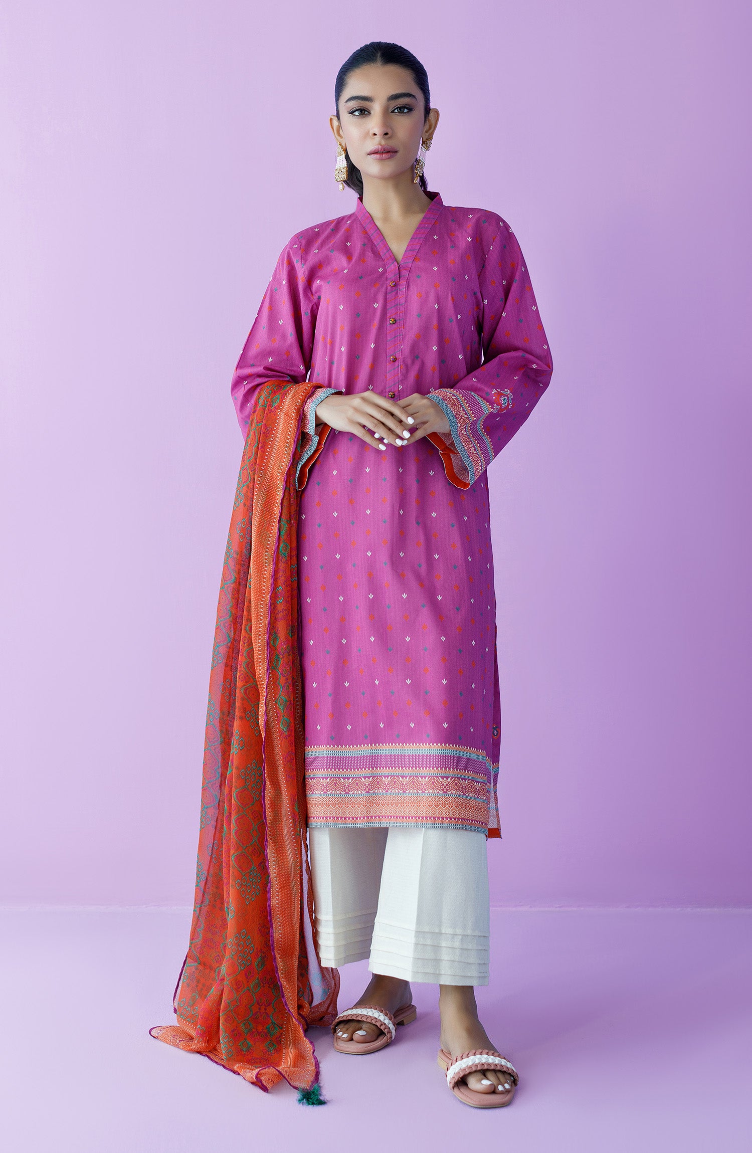 NRDS-23-070/U PINK LAWN  UNSTITCHED SHIRT DUPATTA