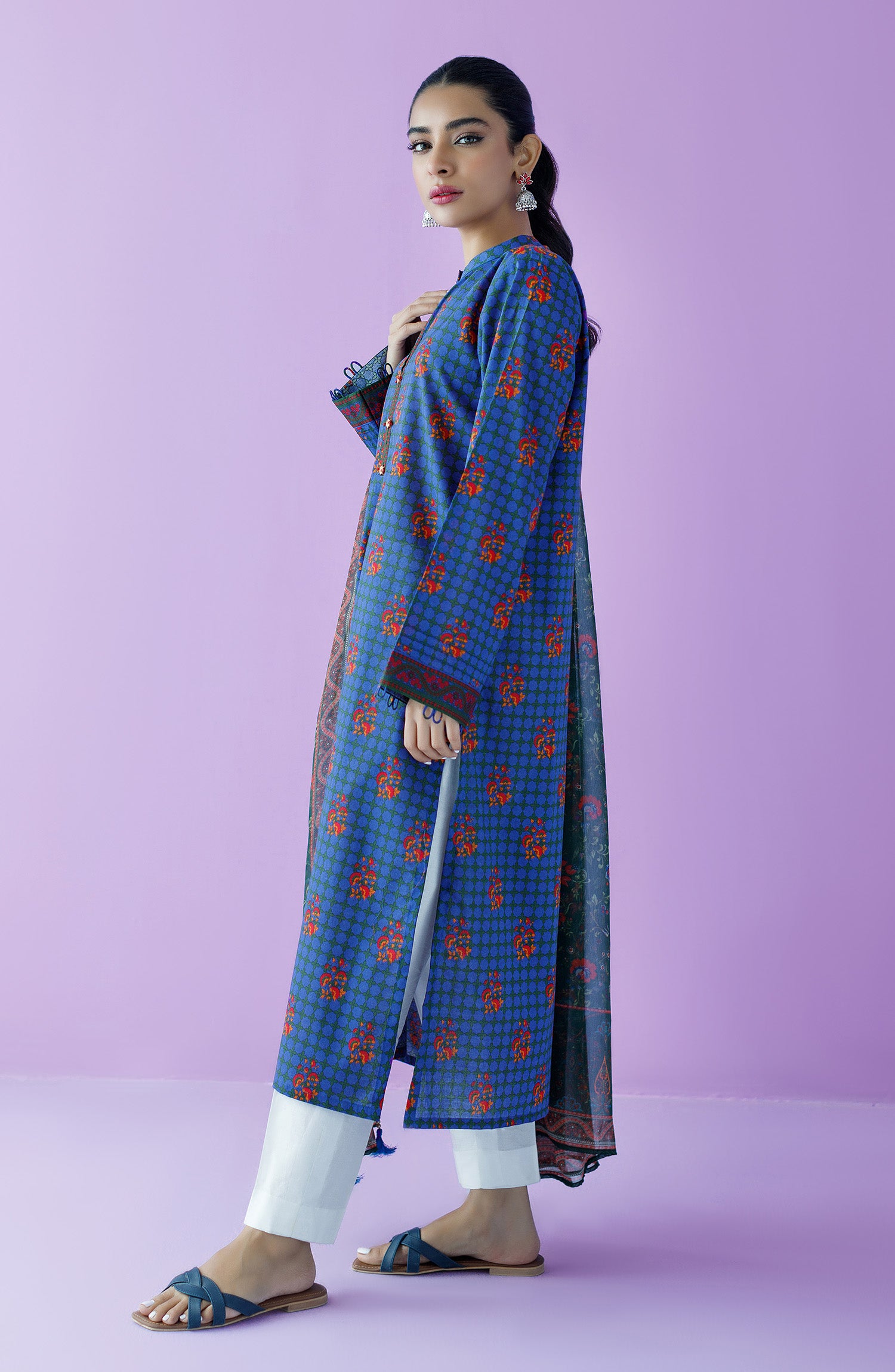 NRDS-23-087/U BLUE LAWN  UNSTITCHED SHIRT DUPATTA