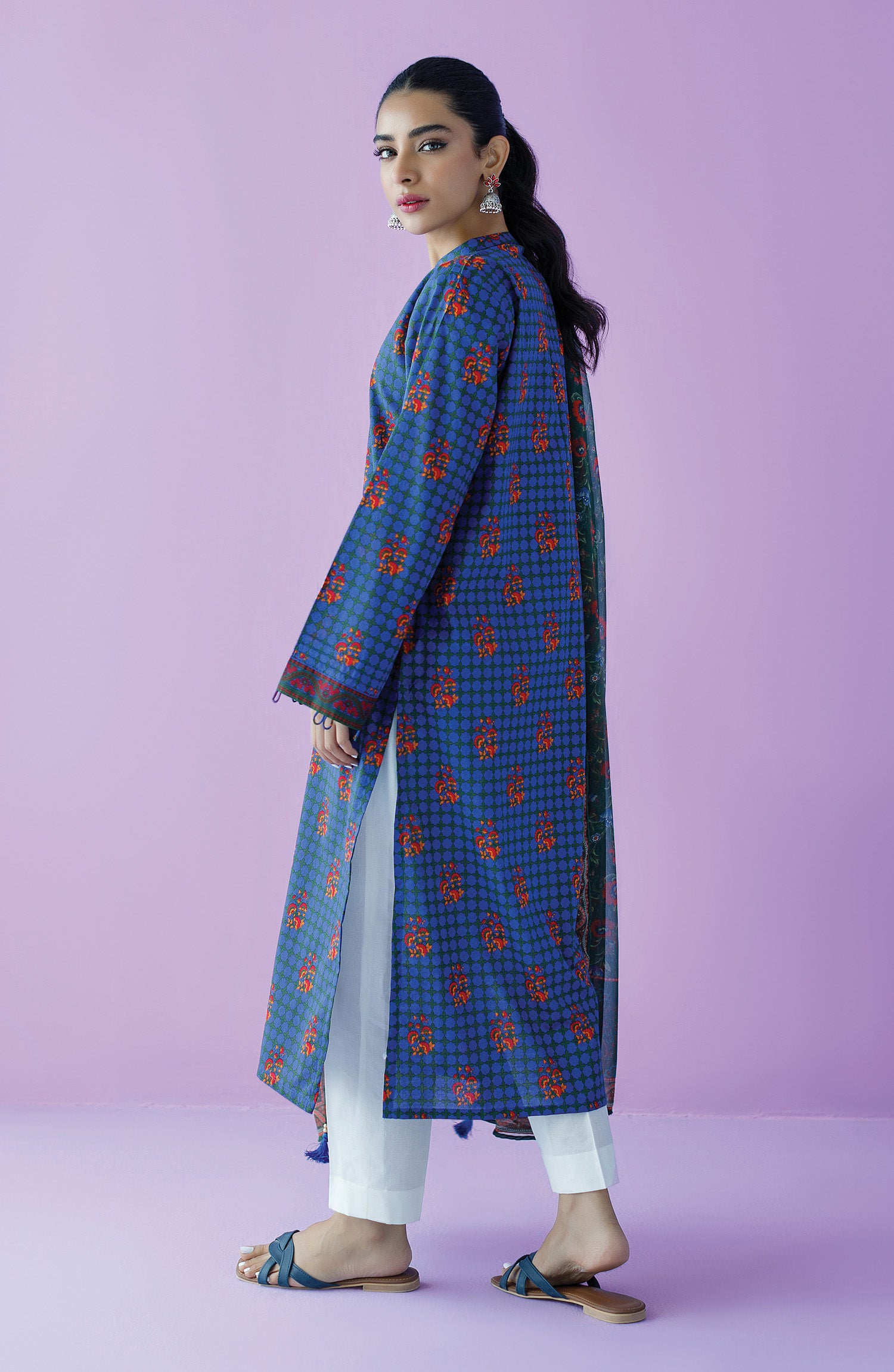 NRDS-23-087/U BLUE LAWN  UNSTITCHED SHIRT DUPATTA