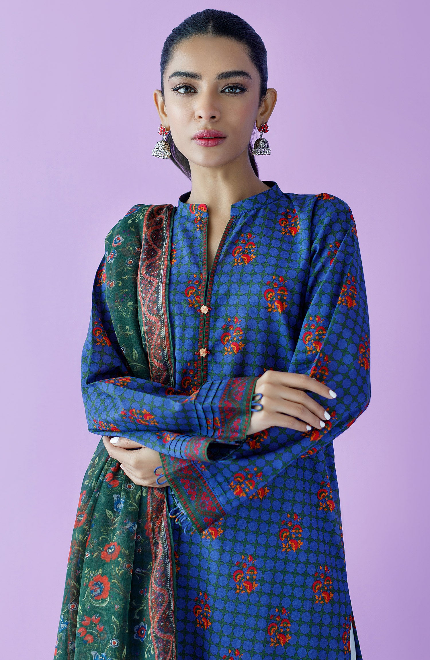 NRDS-23-087/U BLUE LAWN  UNSTITCHED SHIRT DUPATTA