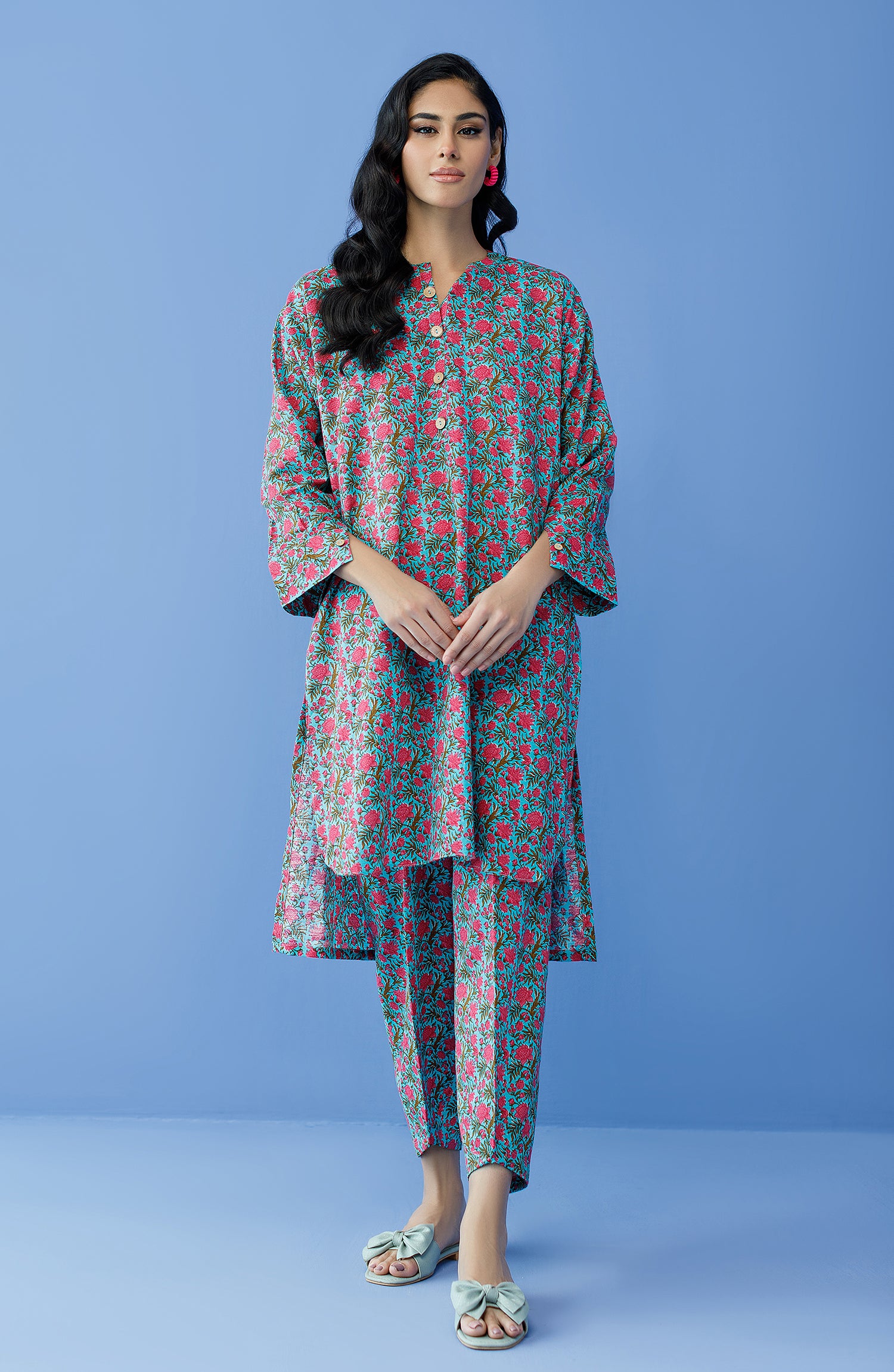 NRDS-23-204/U BLUE KHADDAR Women UNSTITCHED SHIRT PANTS