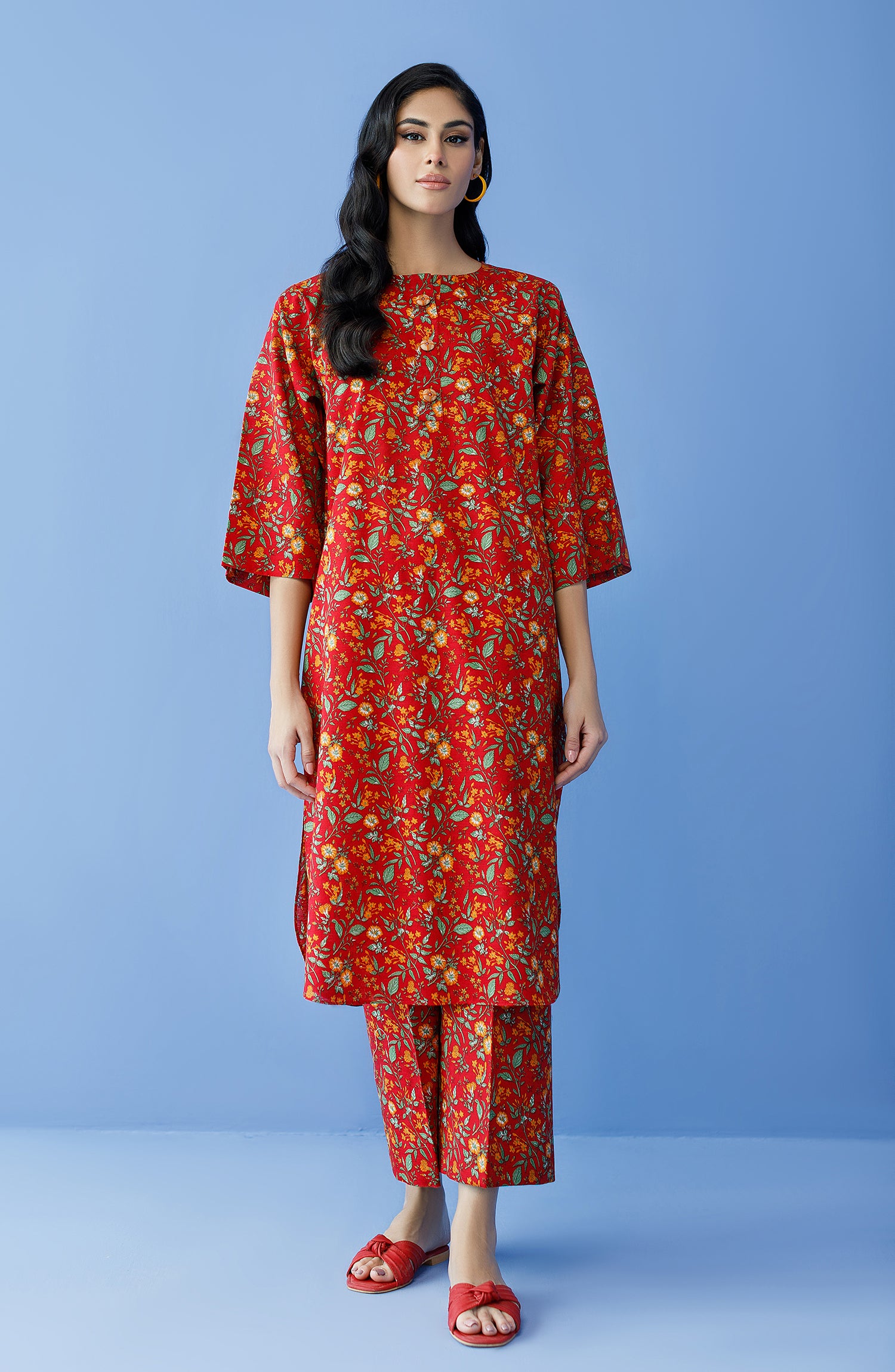 NRDS-23-178/U RED KHADDAR Women UNSTITCHED SHIRT PANTS