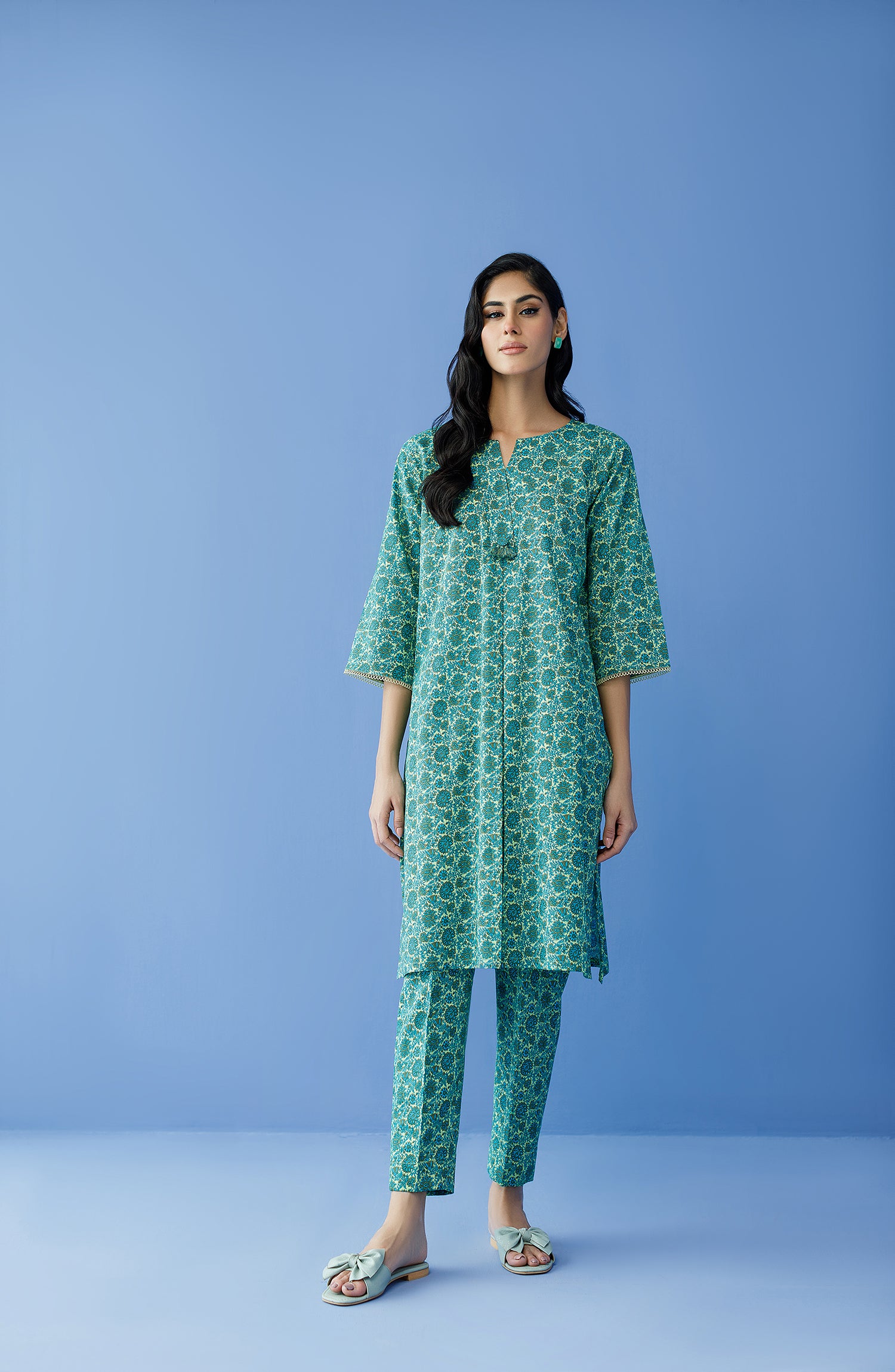 NRDS-23-184/S GREEN KHADDAR Women READY TO WEAR SHIRT PANTS