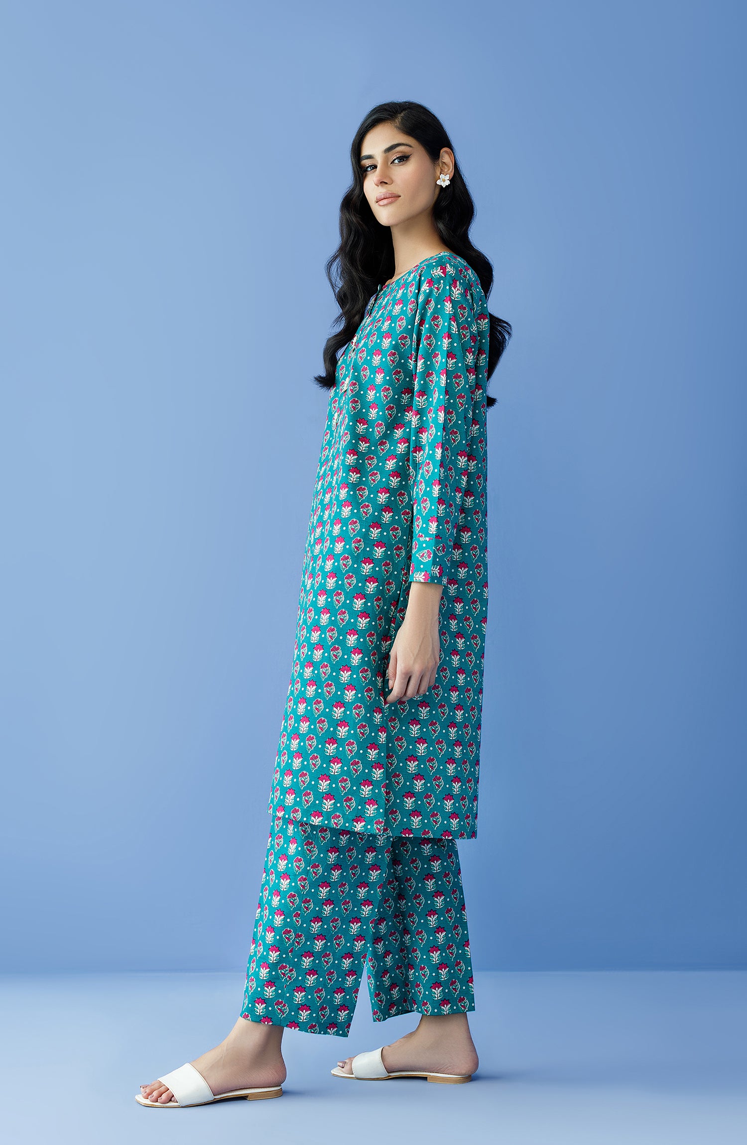 NRDS-23-203/U TEAL KHADDAR Women UNSTITCHED SHIRT PANTS