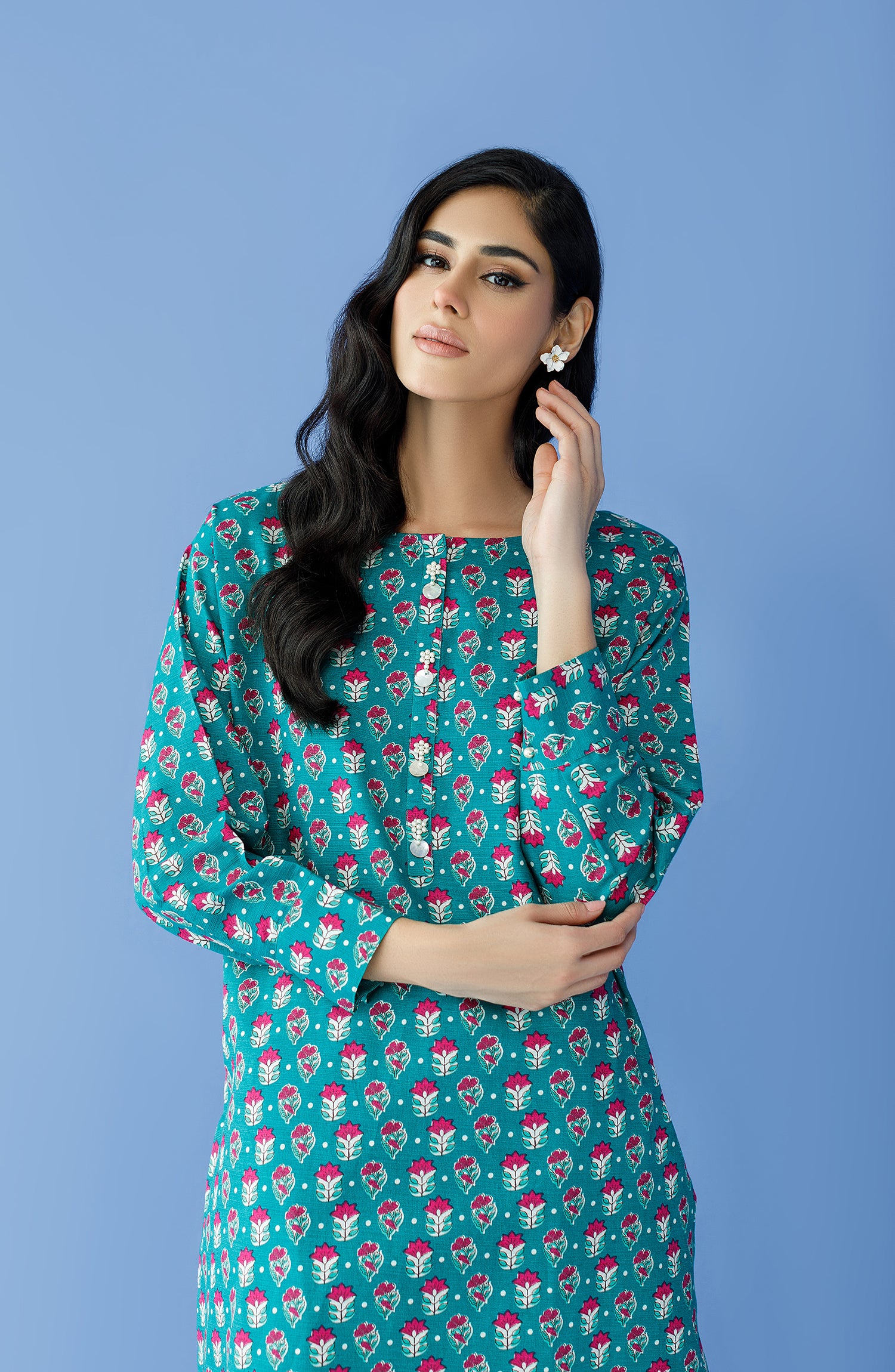 NRDS-23-203/U TEAL KHADDAR Women UNSTITCHED SHIRT PANTS