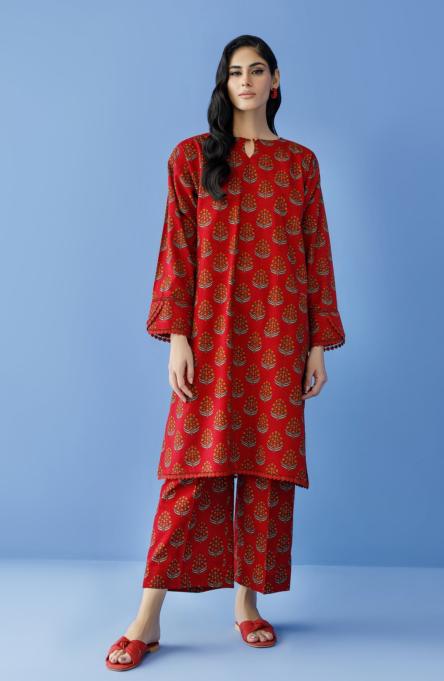 NRDS-23-177/U RED KHADDAR Women UNSTITCHED SHIRT PANTS