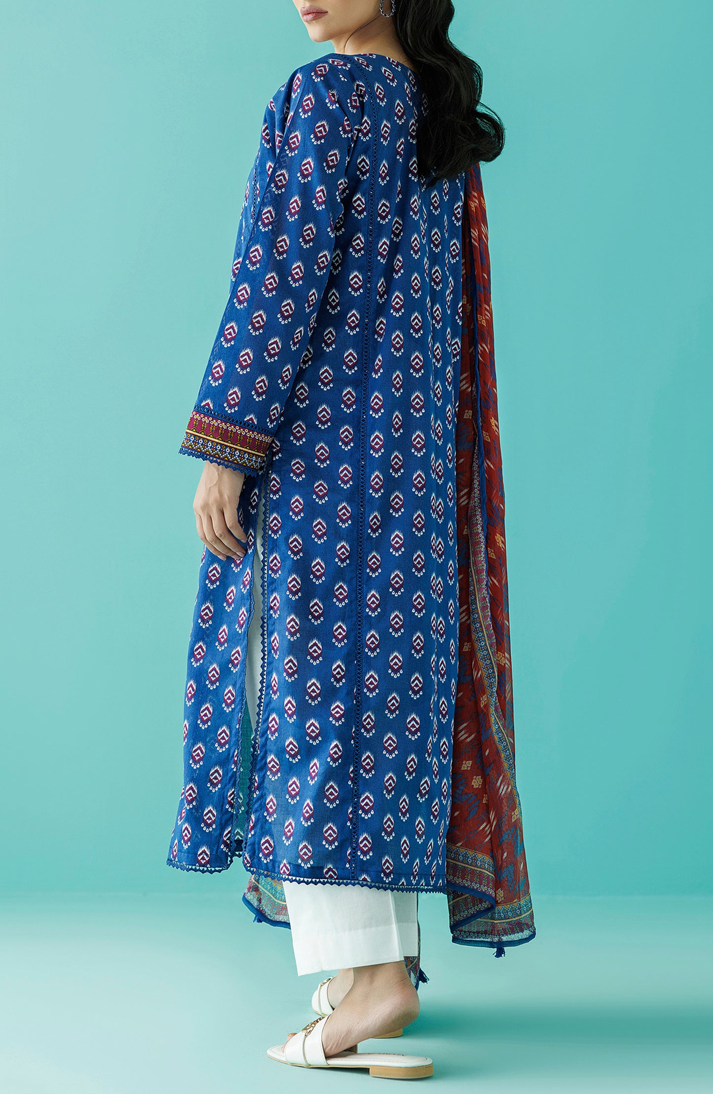 NRDS-24-017/U BLUE LAWN UNSTITCHED SHIRT DUPATTA
