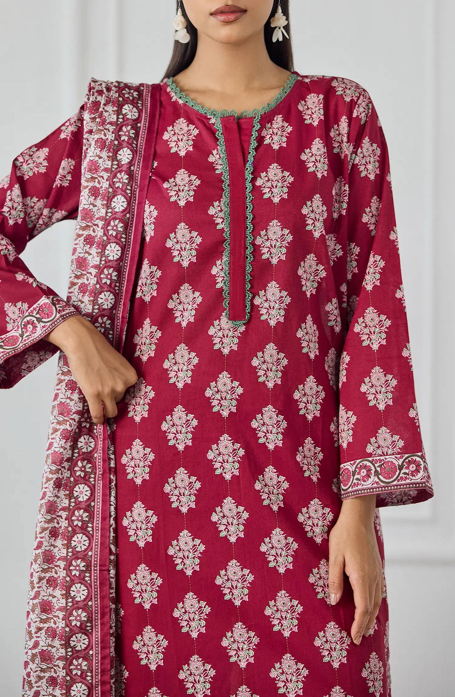 Stitched | 3 Piece | Printed | Lawn Shirt | OTL-25-481/S MAROON